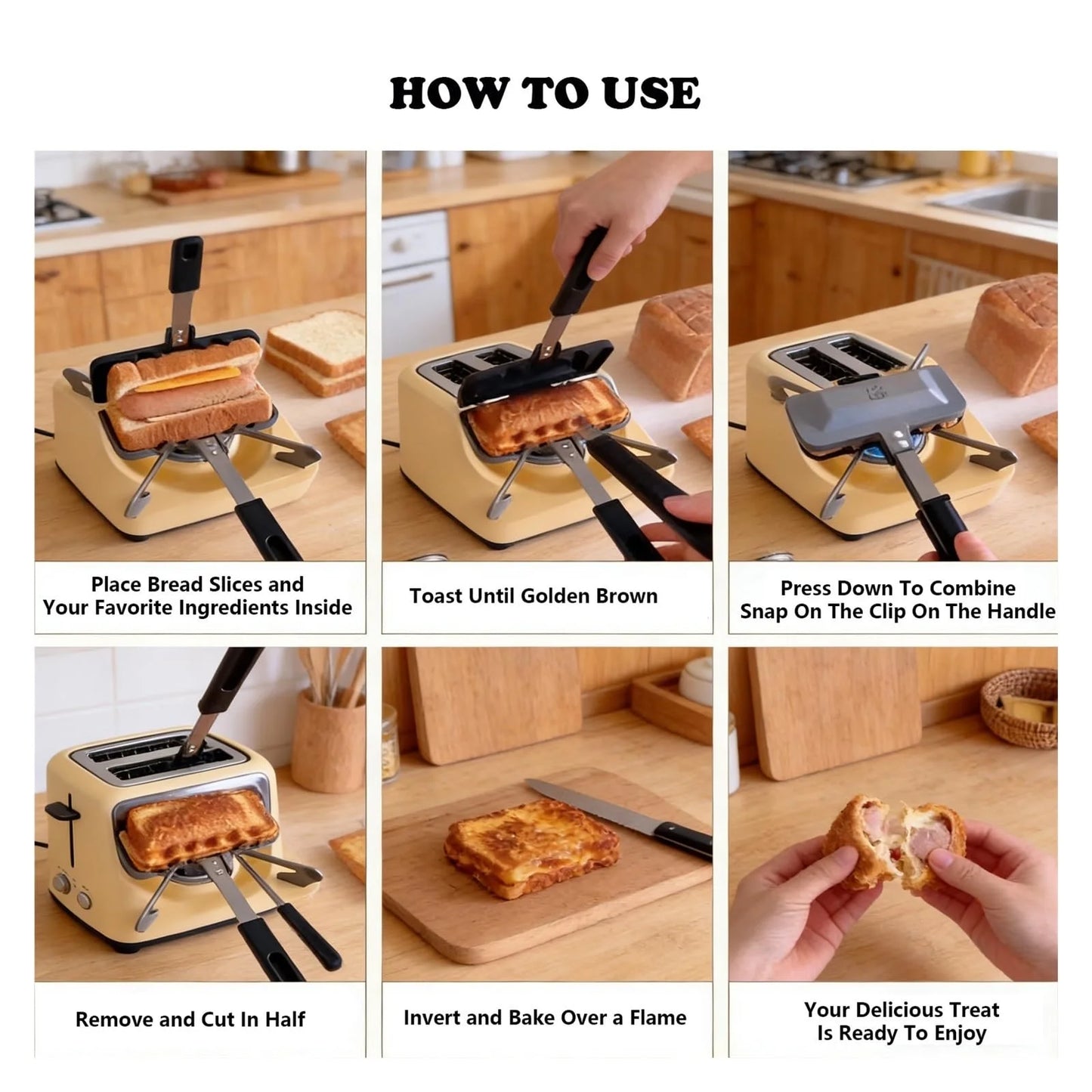 Non-Stick Double-Sided Sandwich Baking Pan - Household Breakfast Omelet & Waffle Maker, Multifunctional Sandwich Mold Pan, Easy-To-Clean Frying Pan for Eggs & Sandwiches, Kitchen Breakfast Tool