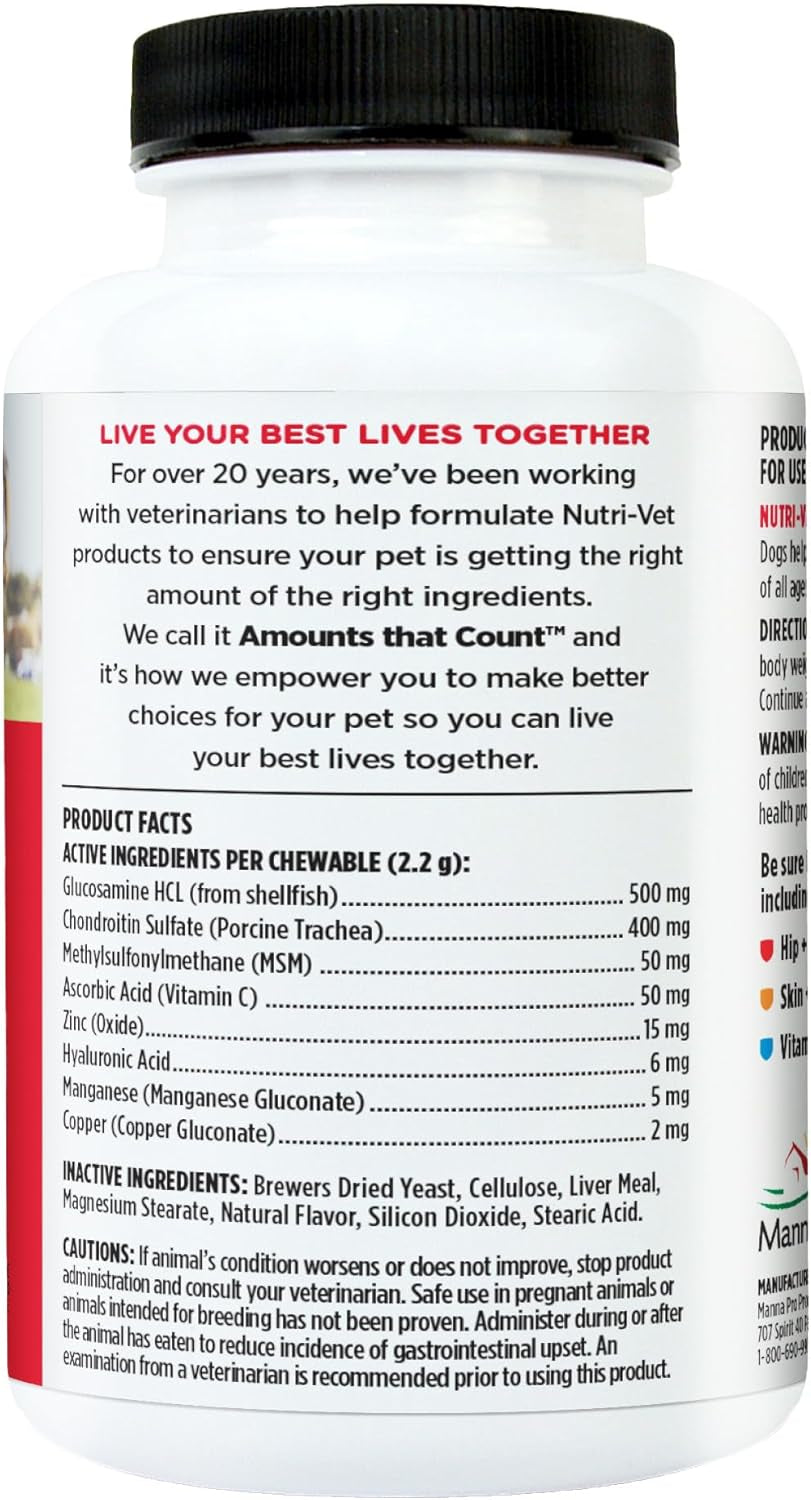 Advanced Strength Hip & Joint Supplement for Dogs, Puppy Supplements, Dog Joint Supplement, Contains 500Mg of Glucosamine, 400Mg of Chondroitin, 50Mg of MSM, Puppy Essentials, 300 Tablets