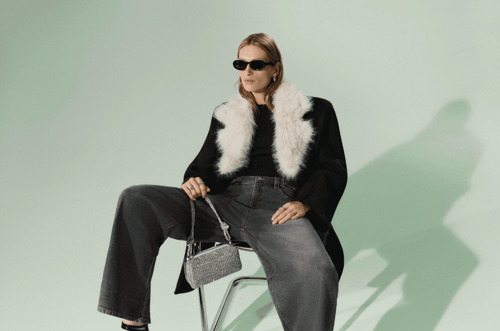 Women'S and Women'S plus Oversized Faux Fur Collar Coat, Heavyweight, Sizes XS-4X