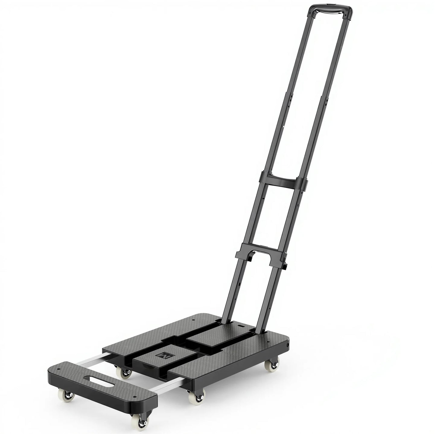 Folding Hand Truck, 500 LBS Heavy Duty Dolly Cart, Utility Platform Cart with 6 Wheels for Travel, House, Office, Shopping, Moving Use - Black Folded Size Is 11.8 X 17.7”
