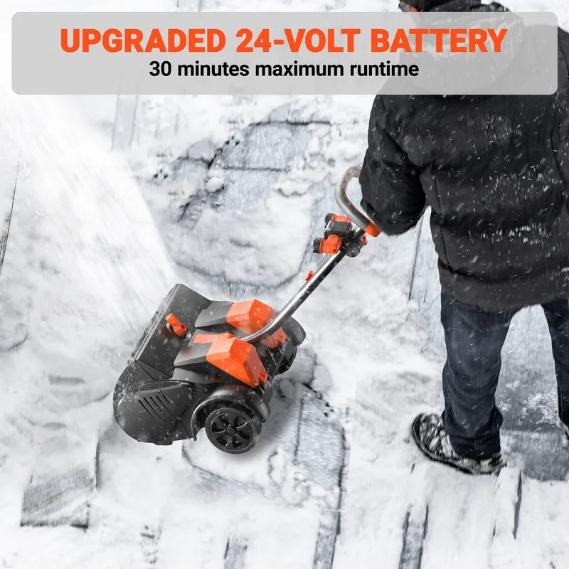 48V 16-Inch Cordless Snow Shovel with Wheels,Electric Snow Blower with LED Lights, 2 Batteries & Dual Quick Charger Included for Driveway