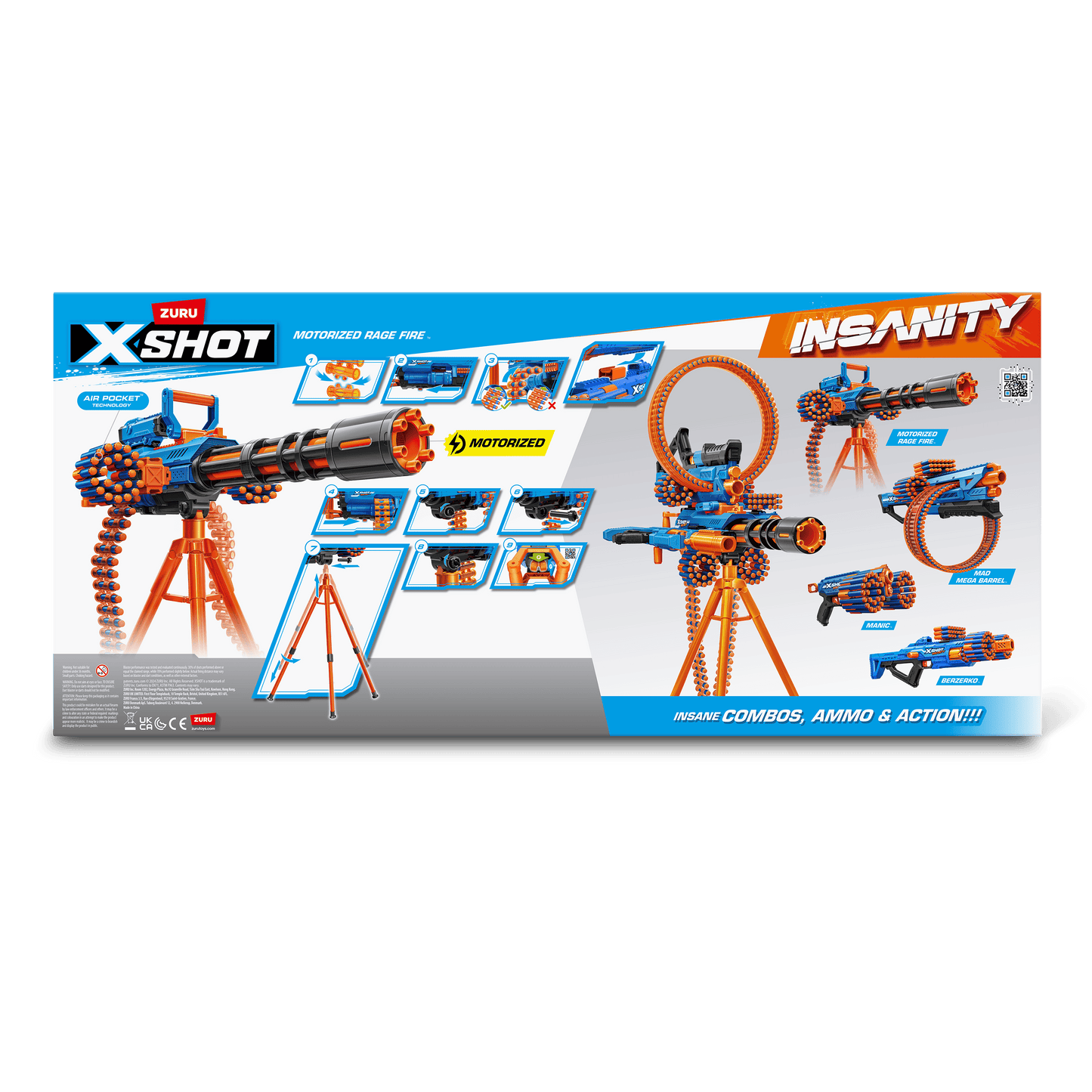 Insanity Motorized Rage Fire (72 Darts), Air Pocket Technology, Outdoor Blaster by ZURU, Ages 8+