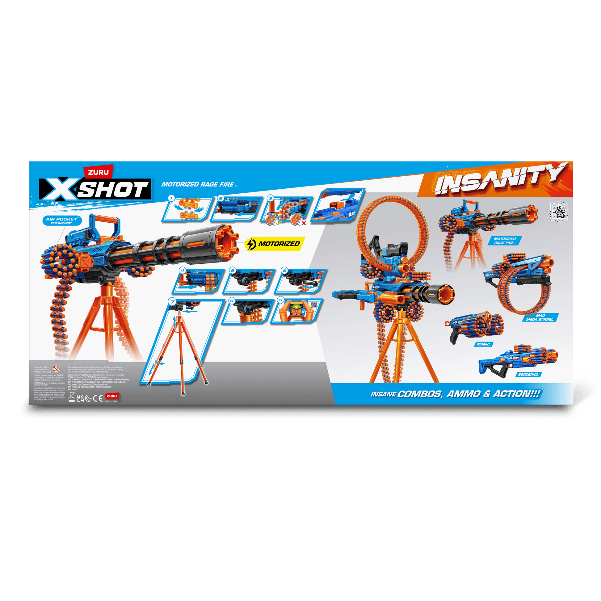 Insanity Motorized Rage Fire (72 Darts), Air Pocket Technology, Outdoor Blaster by ZURU, Ages 8+