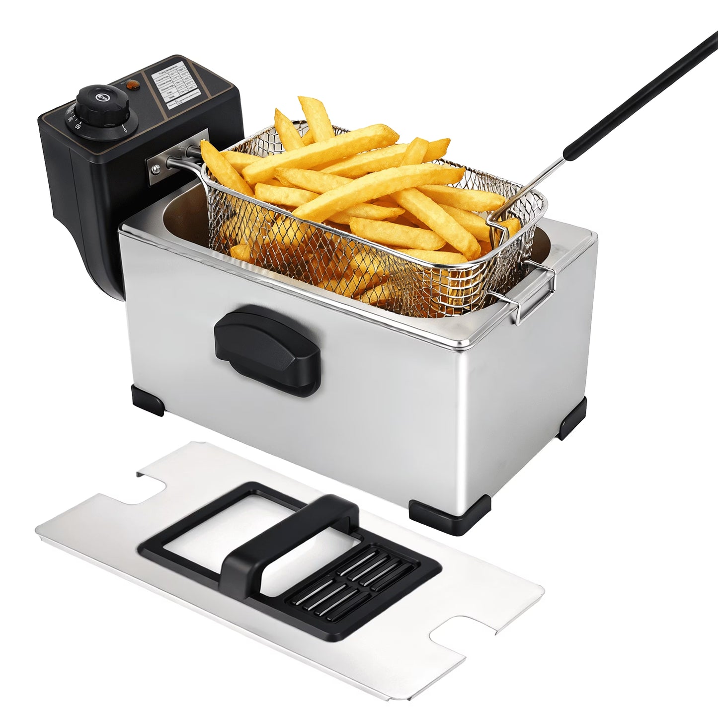 Deep Fryer with Baskets, 3.5QT Electric Fryer with Adjustable Temp & Timer, Nonstick Tank for Chicken & Fries