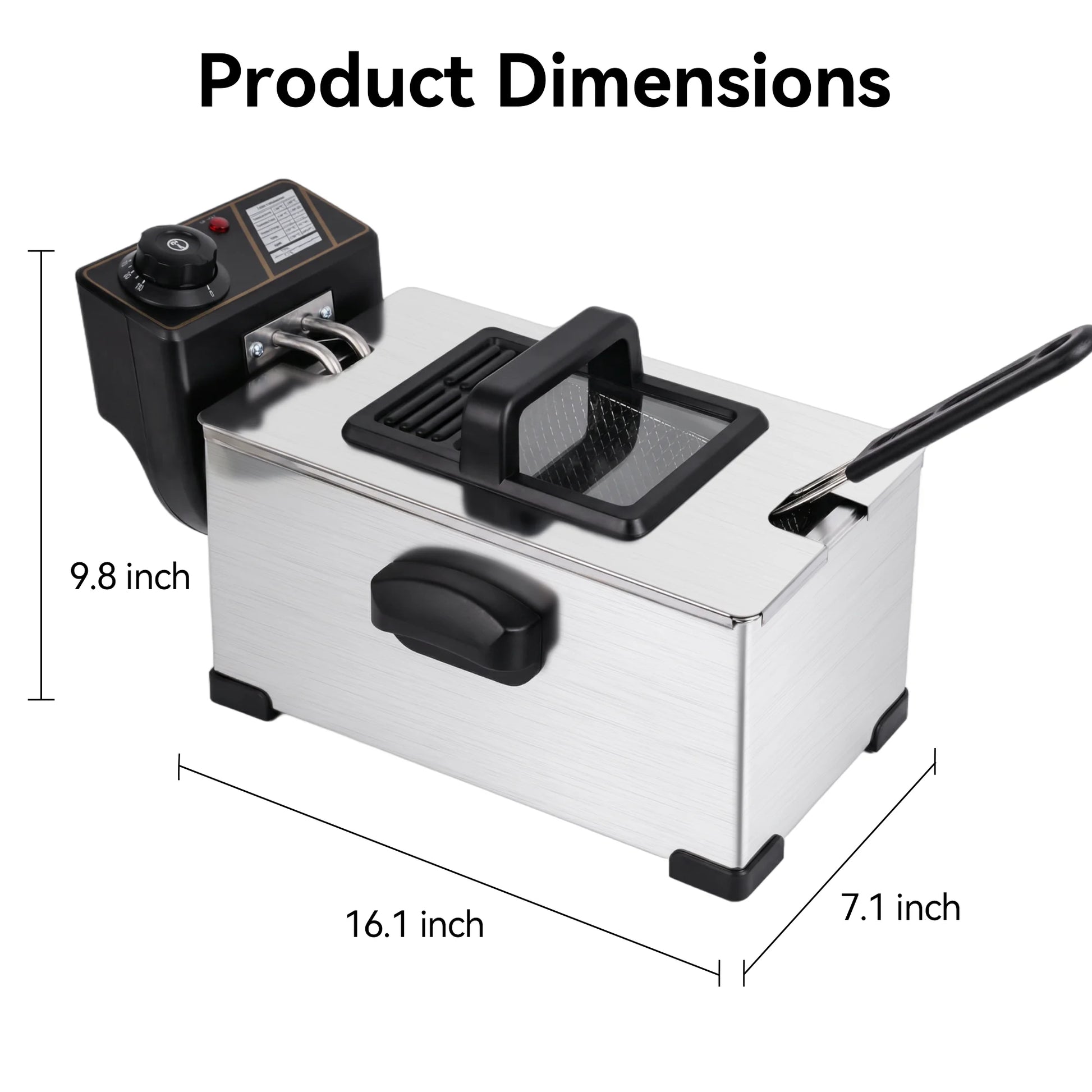 Deep Fryer with Baskets, 3.5QT Electric Fryer with Adjustable Temp & Timer, Nonstick Tank for Chicken & Fries