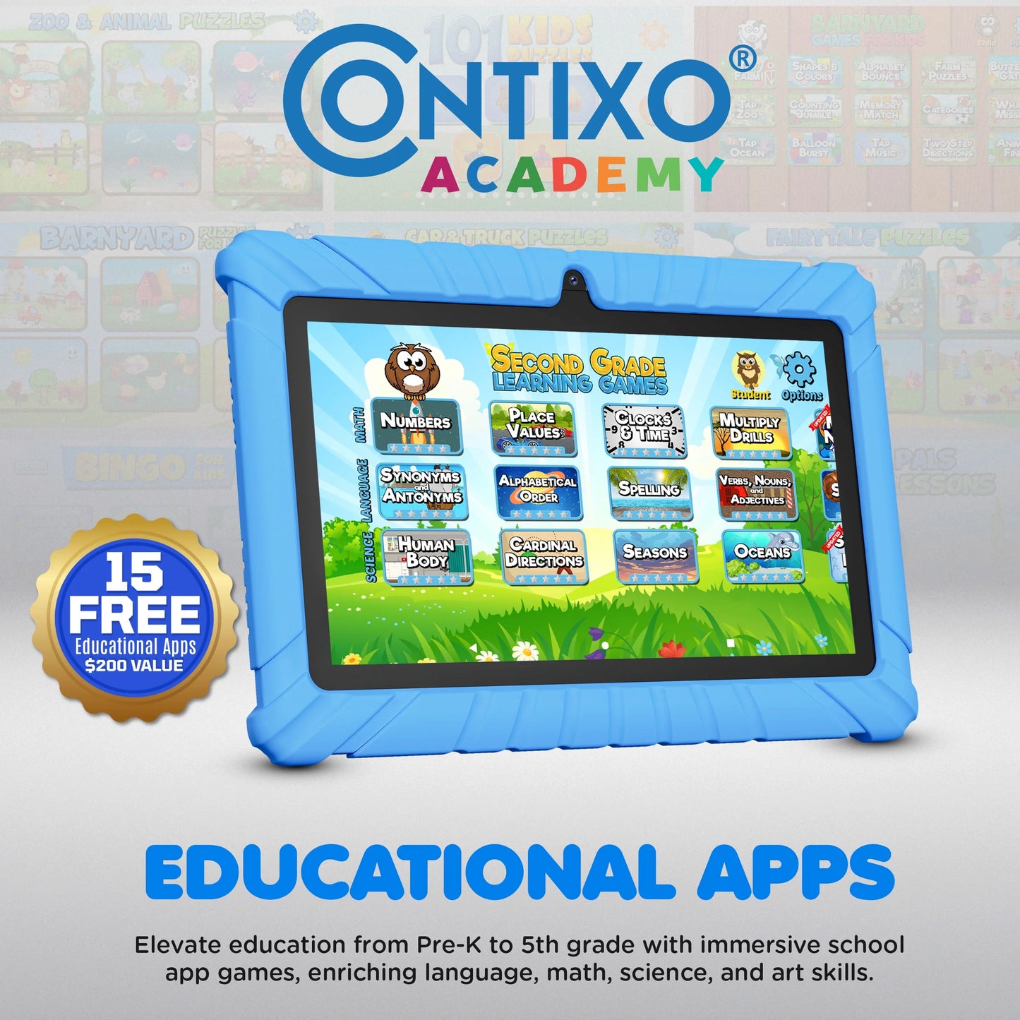 7" Kids Tablet 2025 Model with Epic! & Lingokids, Educational Android Tablet for Kids 3-12, 32GB, Parental Controls, Kid-Proof Case – Blue