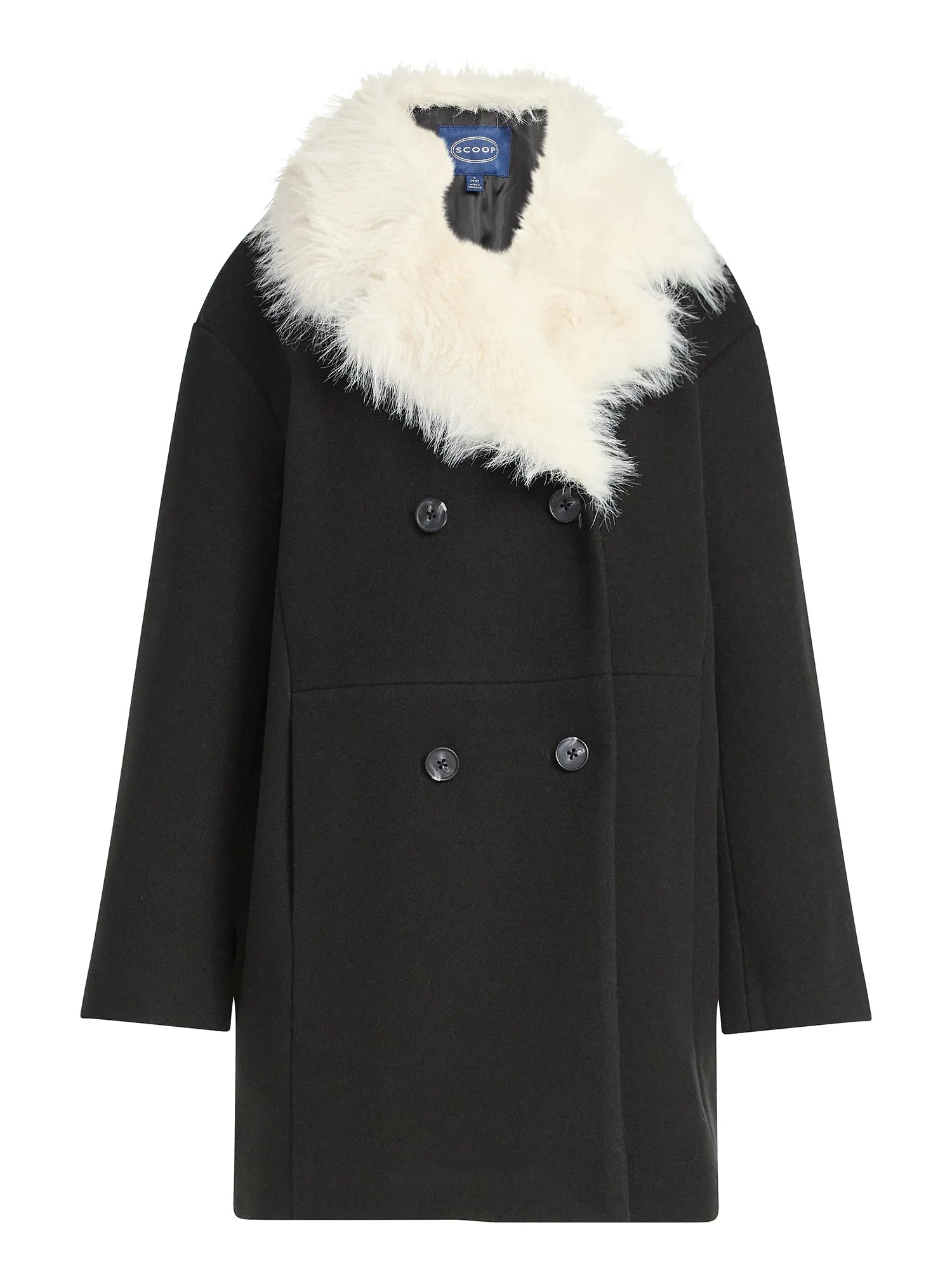 Women'S and Women'S plus Oversized Faux Fur Collar Coat, Heavyweight, Sizes XS-4X
