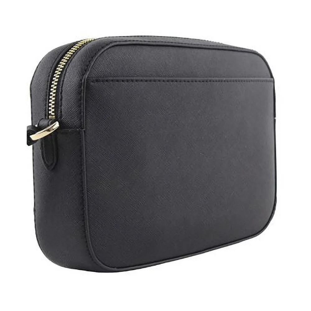 Women'S Adult Two inside Pockets Leather East West Chain Crossbody Bag, Black/Large