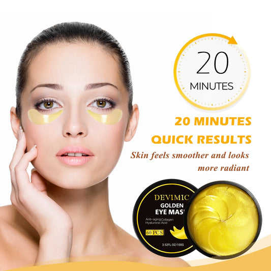 Golden Eye Mask, 30 Pairs under Eye Masks for Dark Circles and Puffiness, under Eye Patches for Puffy Eyes and Eye Bags, Gel Eye Mask Eye Pads for Face Skin Care