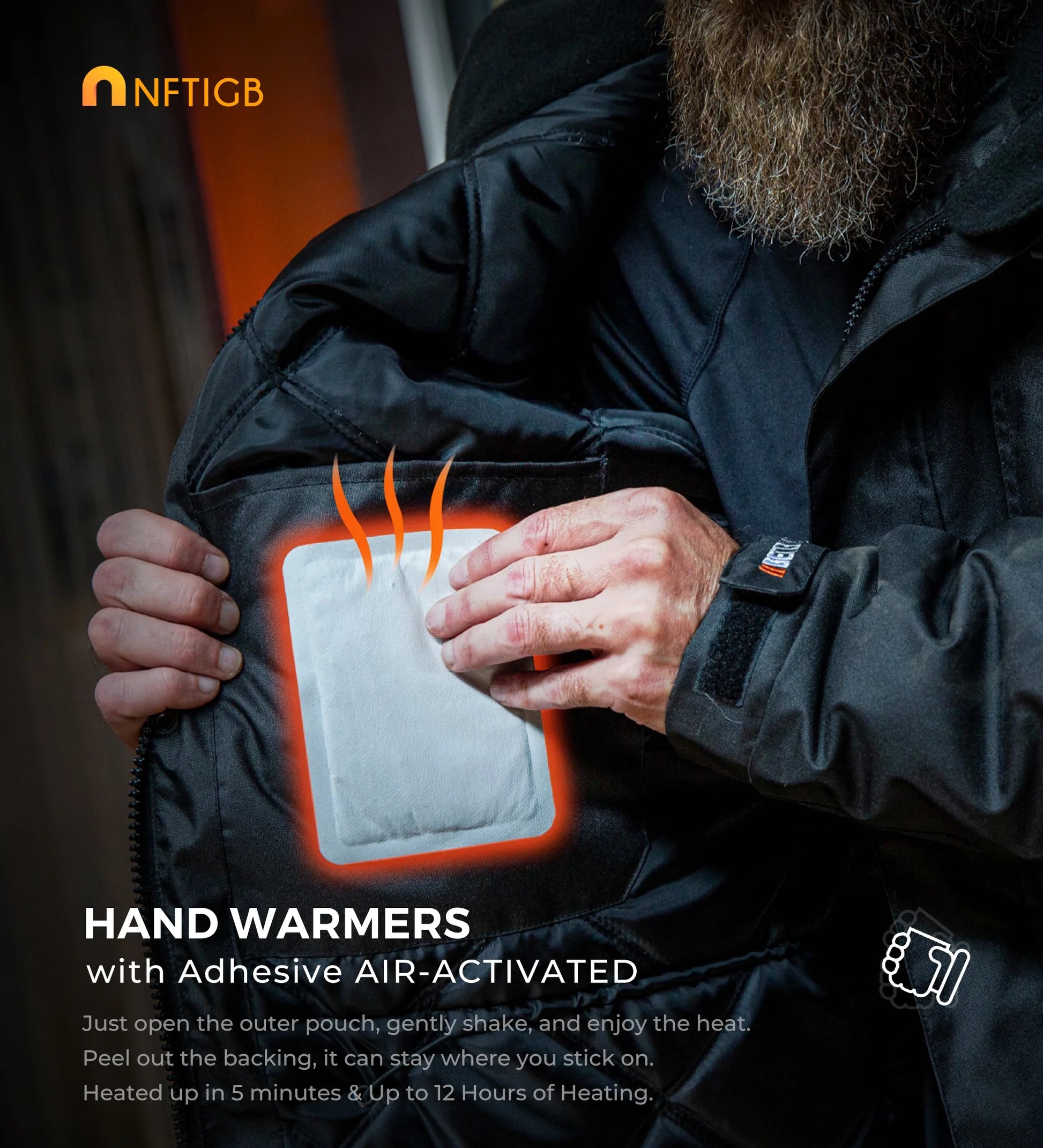 Body Warmer Hand Warmers with Adhesive Backing, Disposable 85Pcs, Long Last Safe Heated 12H