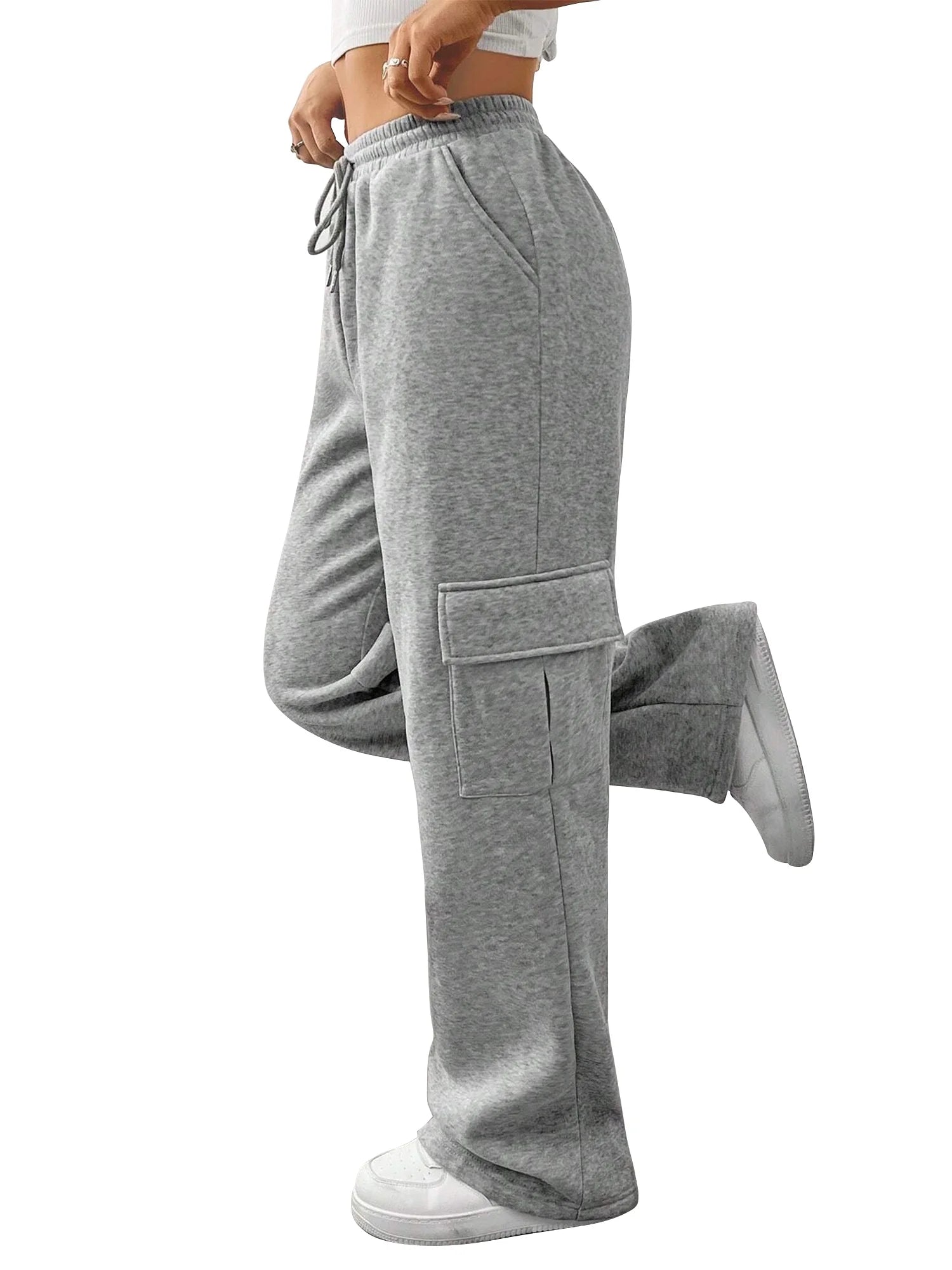 Womens Cargo Sweatpants Baggy Fleece High Waisted Joggers Sweat Pants Athletic Pants with Pockets