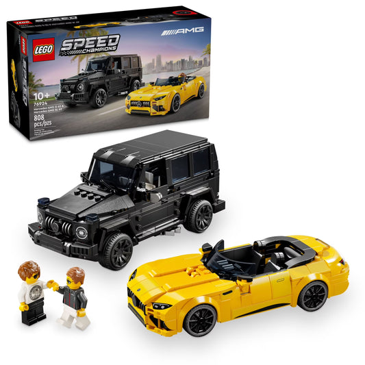 Speed Champions Mercedes-Amg G 63 & Mercedes-Amg SL 63 Toy Cars - Building Toys Set for Boys & Girls, Ages 10+ - Gift for Christmas - W/ 2 Minifigures - 76924
