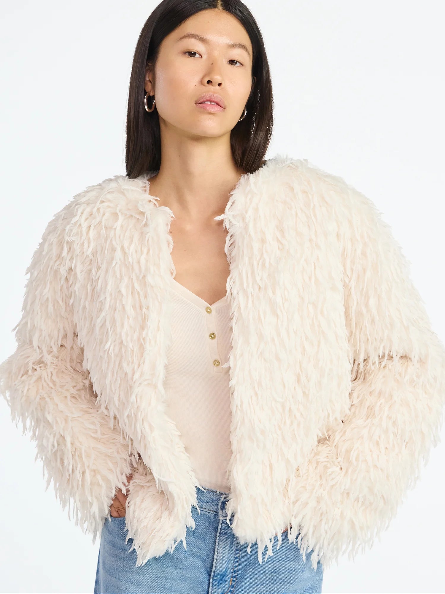 Women'S and Women'S plus Whispy Faux Fur Jacket, Sizes XS-4X