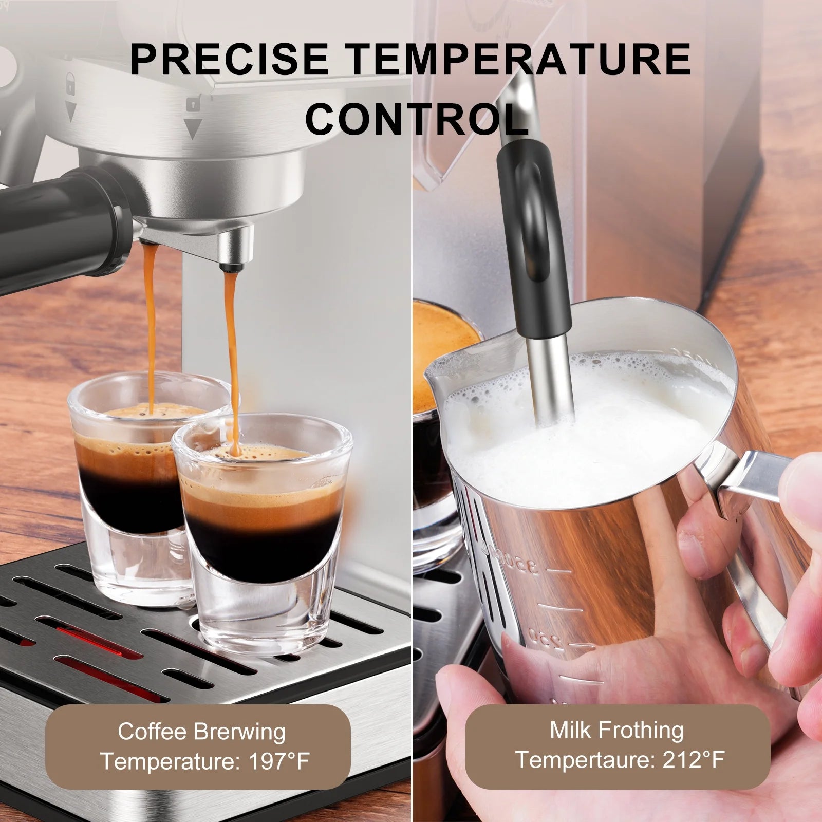 Espresso Machine 20 Bar, Professional Espresso Maker with Milk Frother Steam Wand