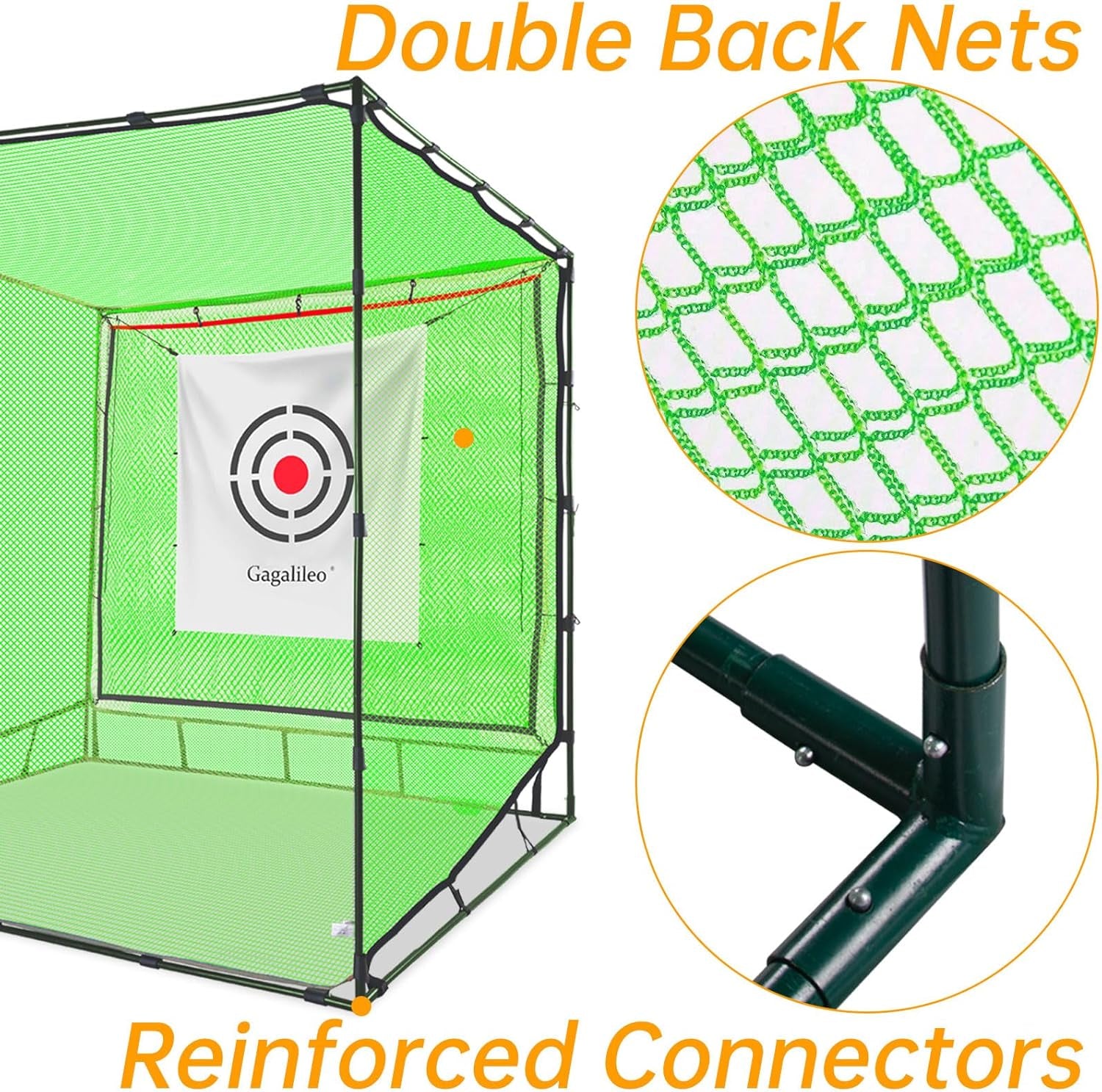 Golf Cage Net with Steel Frame and Target: 10X10X10FT Heavy Duty Practice Net for Backyard Driving & Indoor Driving Range Outdoor Training