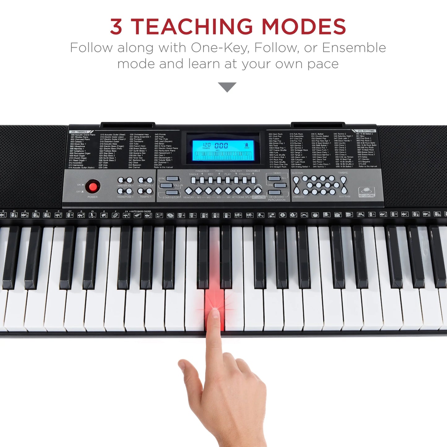 54-Key Beginners Electronic Keyboard Piano Set W/ LCD Screen, Lighted Keys, 3-Teaching Modes