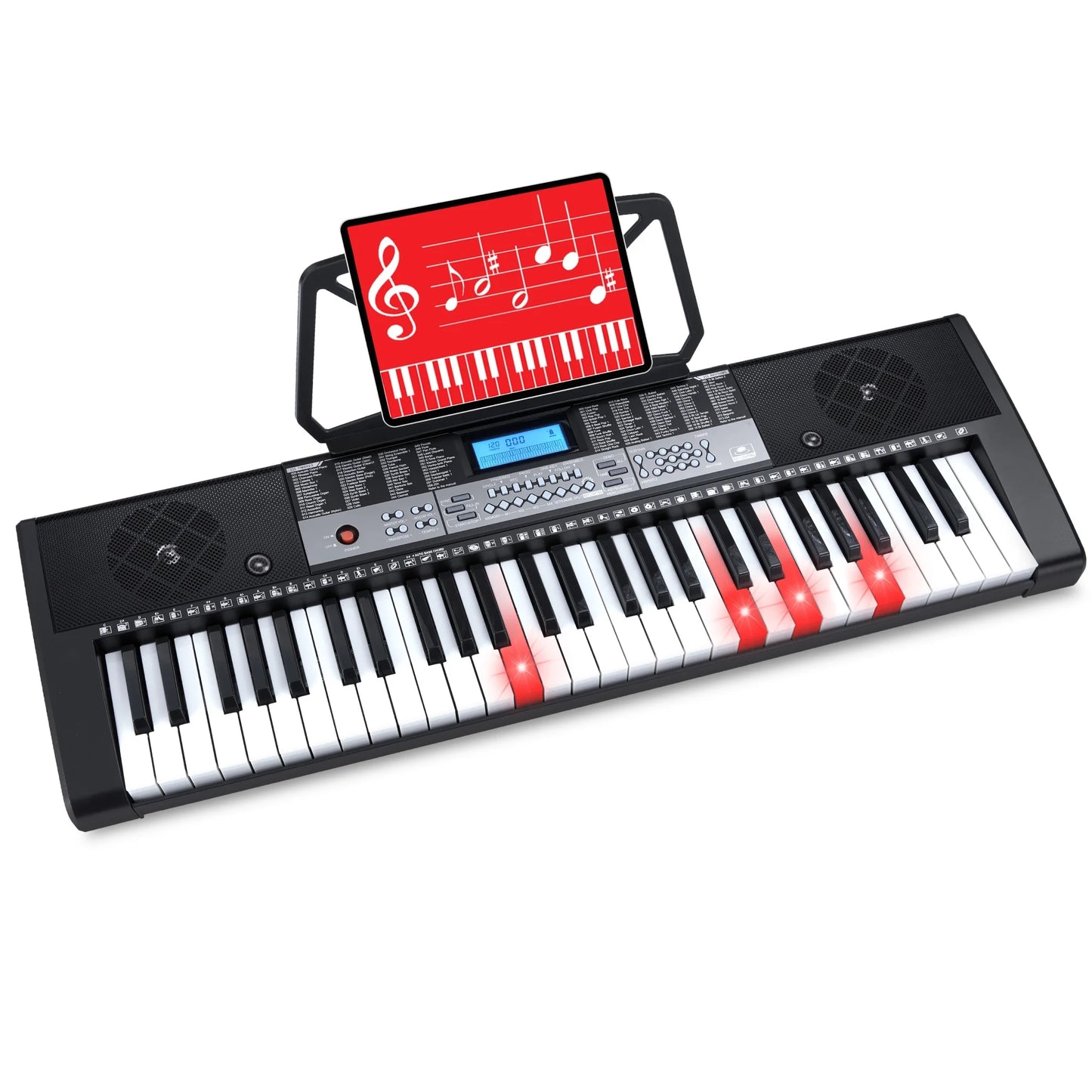 54-Key Beginners Electronic Keyboard Piano Set W/ LCD Screen, Lighted Keys, 3-Teaching Modes