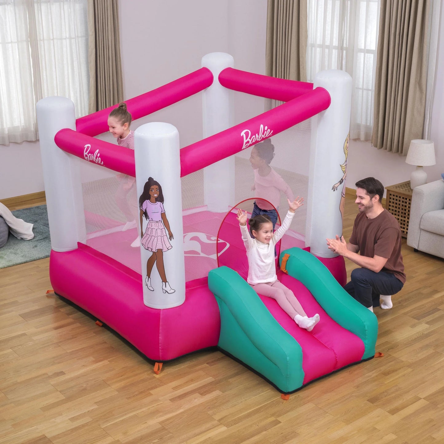 Bounce House with Extra-Wide Slide, Mesh Walls and Blower, Indoor/Outdoor, Ages 3+
