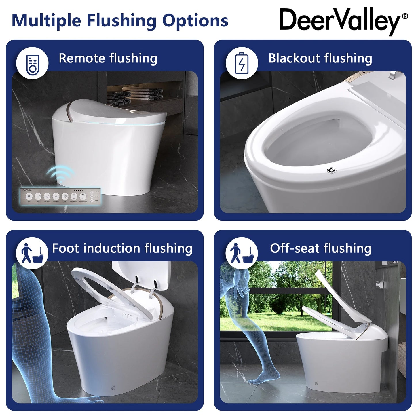 Tankless Elongated Smart Toilet Bidet 1.1/1.45 GPF in White with Auto Close/Flush, UV Sterilization, Warm Water, Dryer