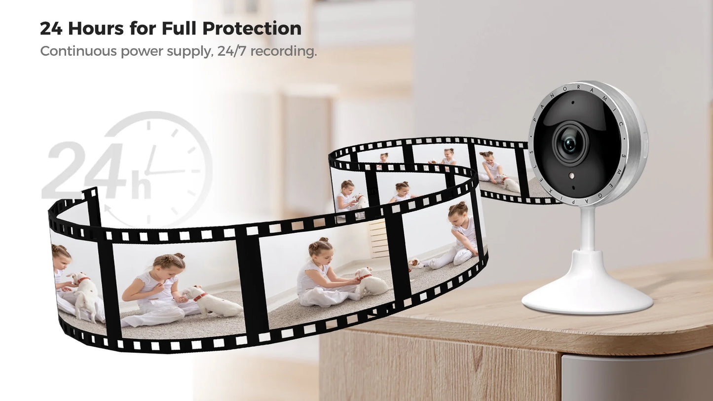 8MP Pixel 4K Smart Home Indoor Security Camera, 2.4G WIFI with Night Vision,Motion Detection for Baby and Pet Monitor, Cloud & SD Card Storage, Works with Alexa& Google Assistant P160M