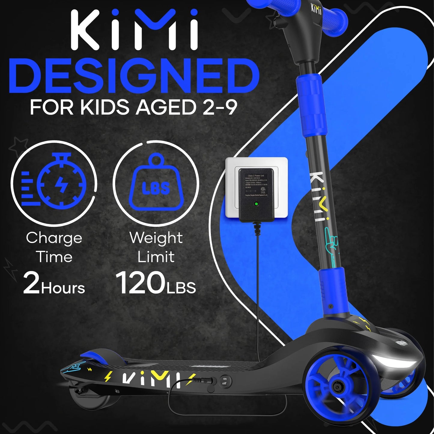 Foldable 3-Wheel Electric Scooter for Kids, Adjustable, Age 2-9, 5Mph, Lights, 10 Miles Range, Charger Included