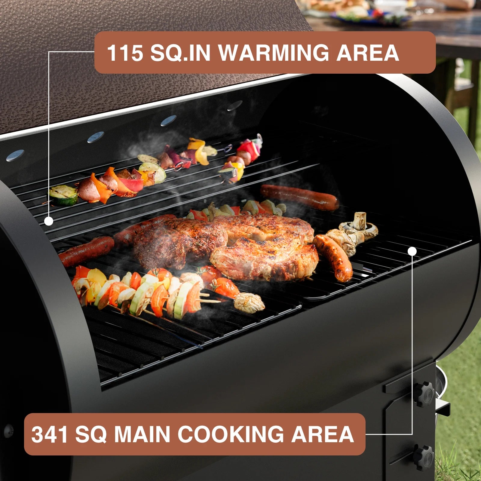 456 SQ.IN. Wood Pellet Grill & Smoker with Automatic Temperature Control, Foldable Legs for Easy Storage and Transport, Multifunctional BBQ Grill for Outdoor Cooking