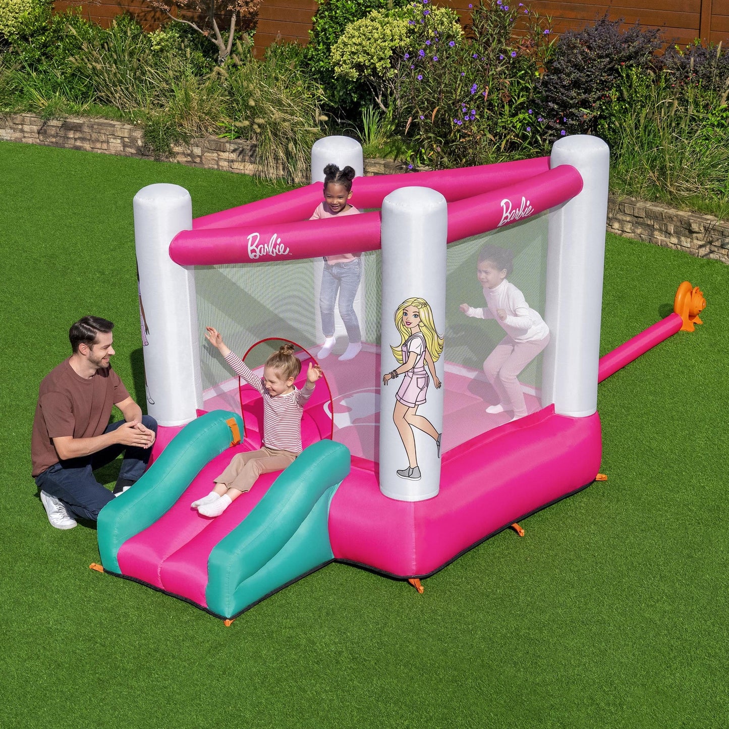 Bounce House with Extra-Wide Slide, Mesh Walls and Blower, Indoor/Outdoor, Ages 3+