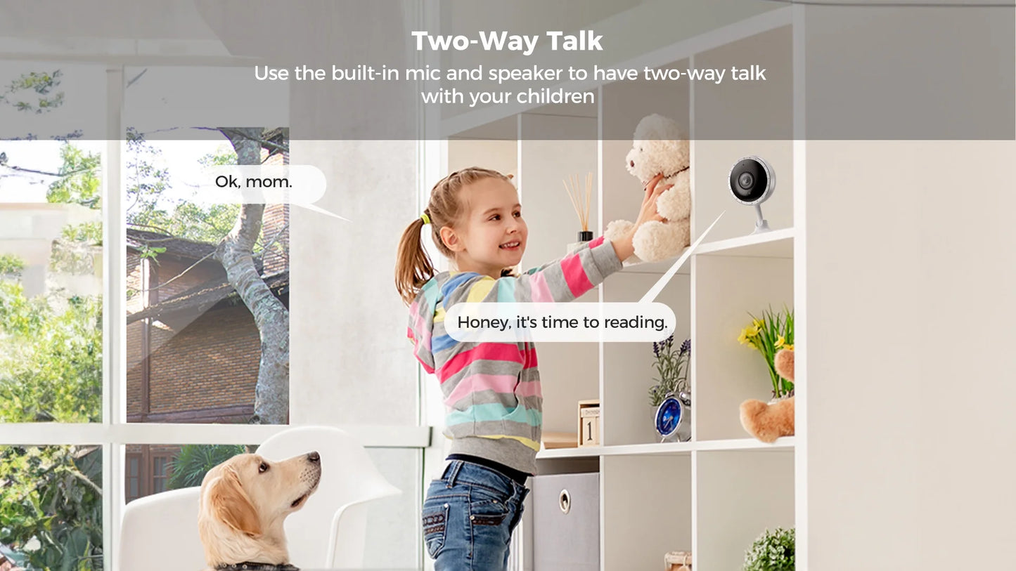 8MP Pixel 4K Smart Home Indoor Security Camera, 2.4G WIFI with Night Vision,Motion Detection for Baby and Pet Monitor, Cloud & SD Card Storage, Works with Alexa& Google Assistant P160M