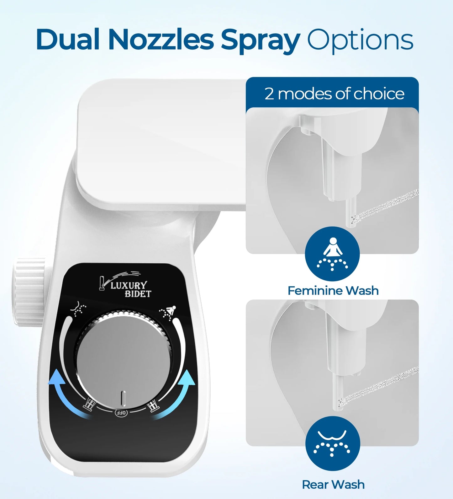 Dual Nozzle Non-Electric Bidet Toilet Attachment with Filtration and Self-Cleaning, Adjustable Pressure Control