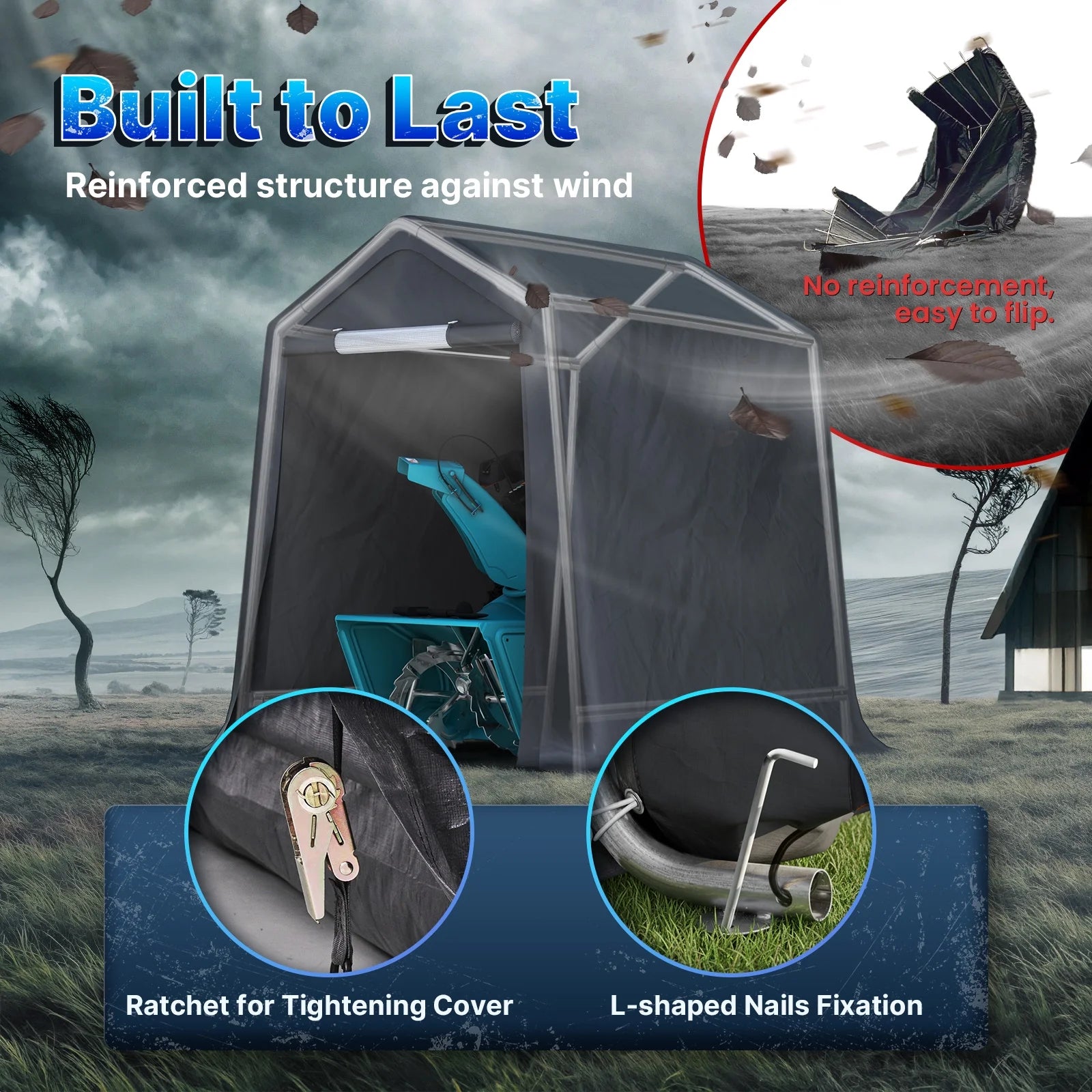 6X6 Ft Carport Outdoor Portable Storage Shelter Shed Carport, Gray