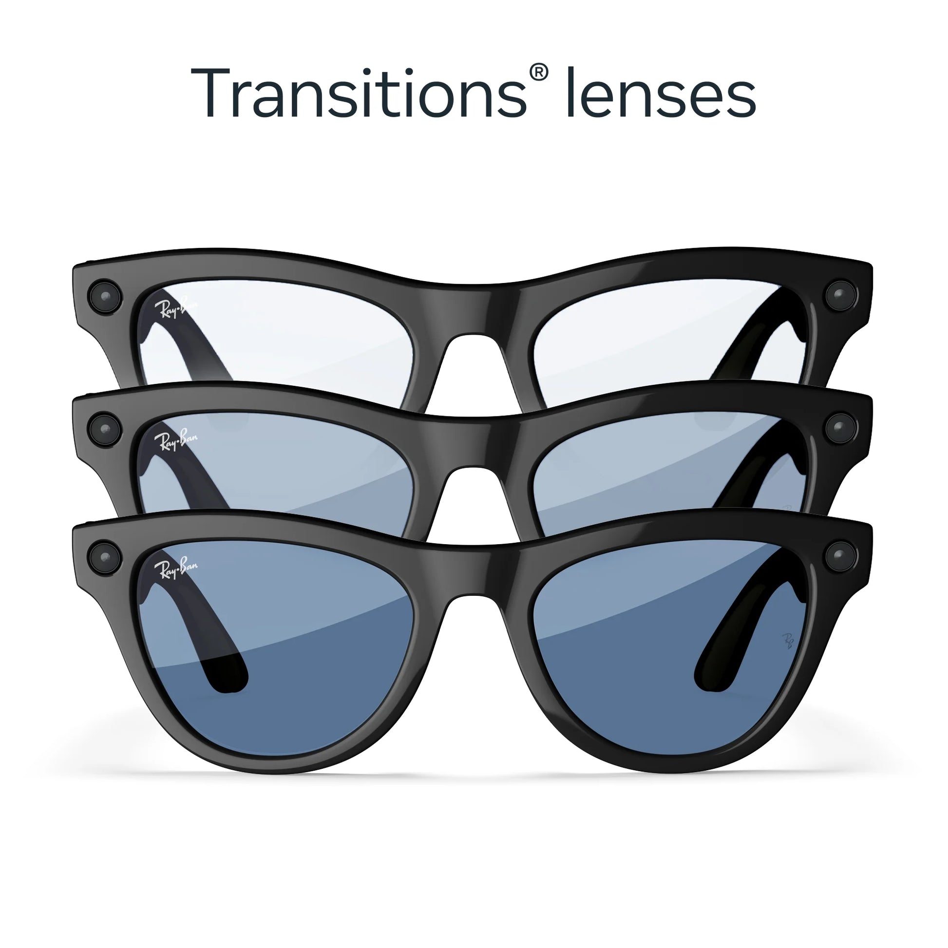 Ray-Ban , Skyler Glasses with  AI, Audio, Photo, Video Compatibility, Shiny Black, Blue Transition, Regular Fit