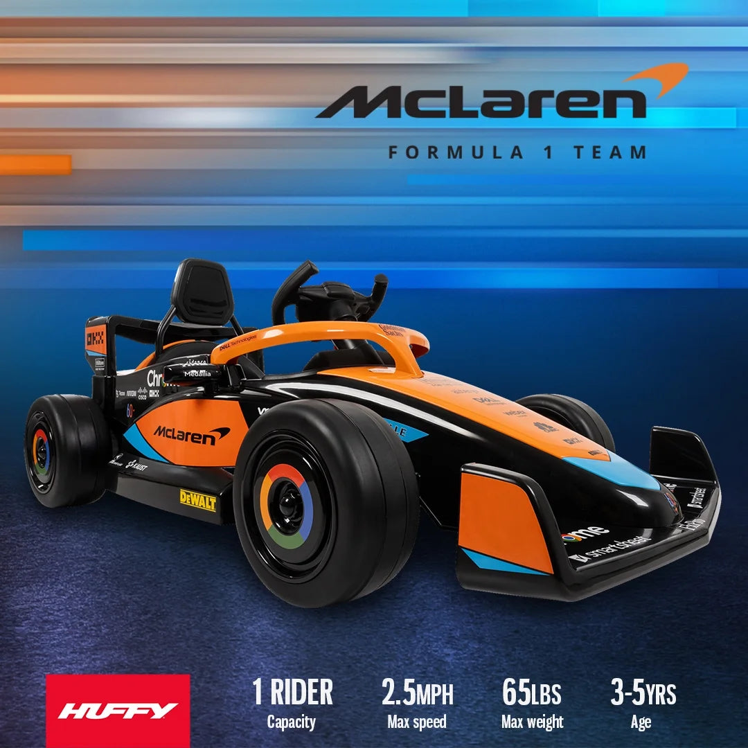 12V Mclaren Formula 1 Kids Ride-On Car with Remote Control, Ages 3–5, Black - One Unit