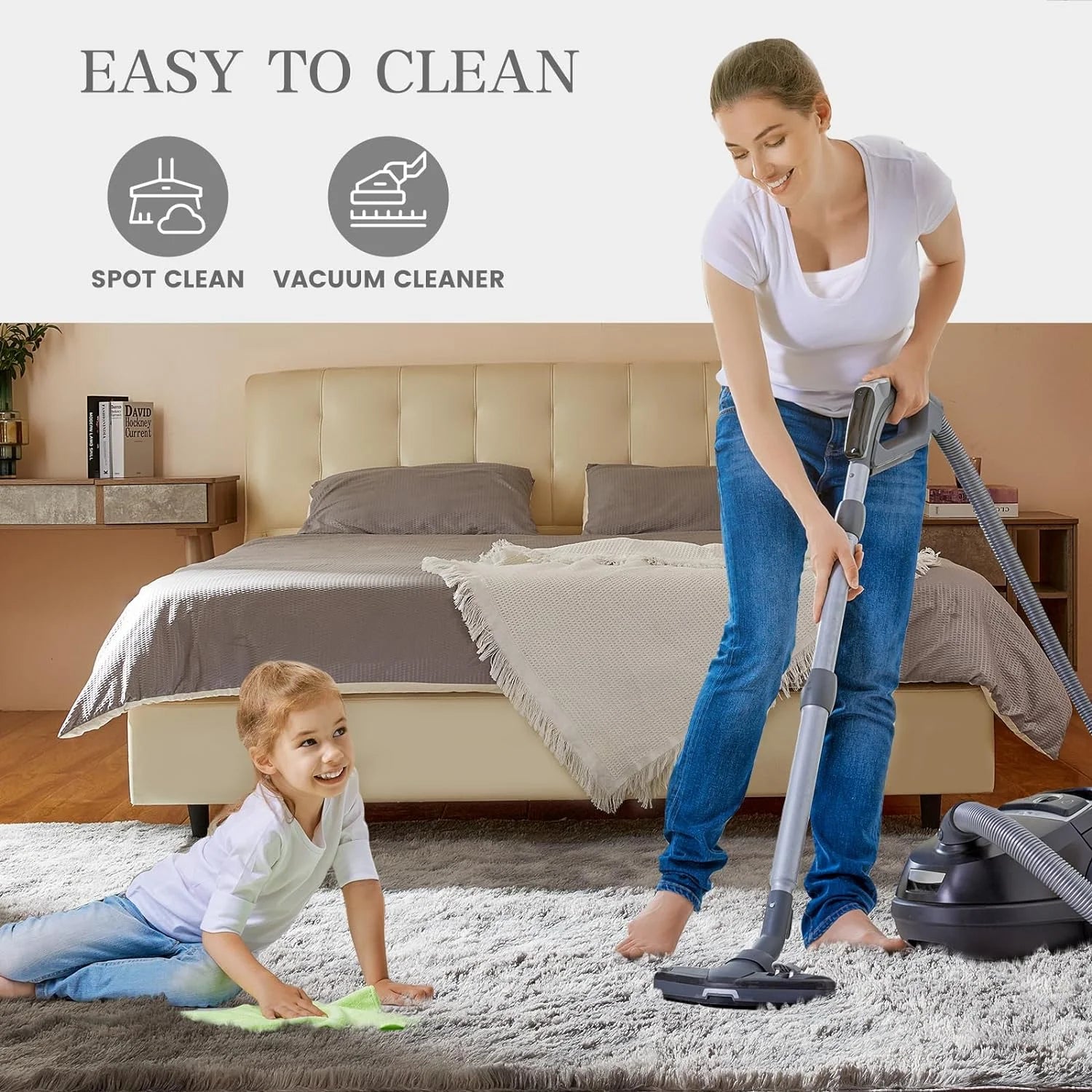 Area Rug for Bedroom,6.5'X7.5',Fluffy Shag Rug for Living Room,Furry Carpet for Kids Room,Shaggy Throw Rug for Nursery Room,Fuzzy Plush Rug,Gray Carpet,Rectangle, Room Decor for Baby
