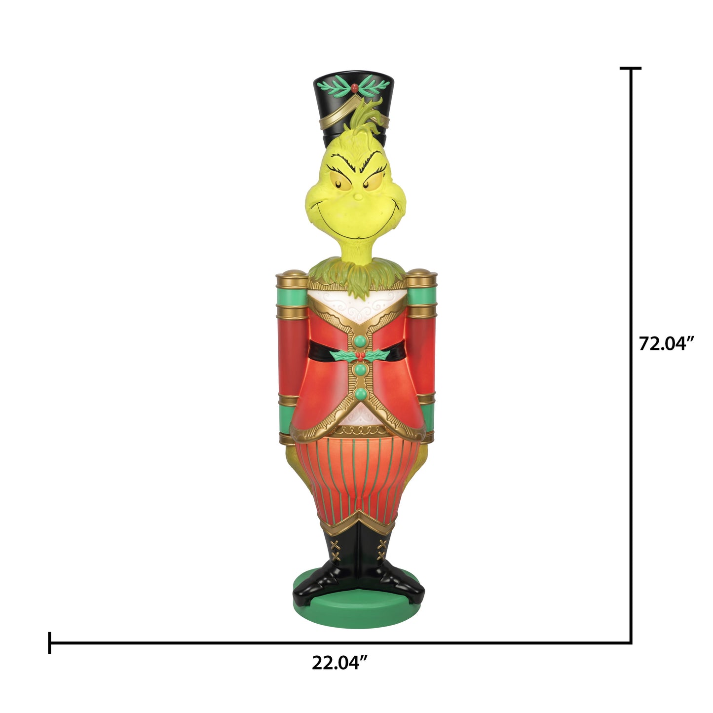 Giant Christmas Nutcracker LED Blow Mold Outdoor Decor, 22.04" X 15.94" X 72.04", 18.6 Lb