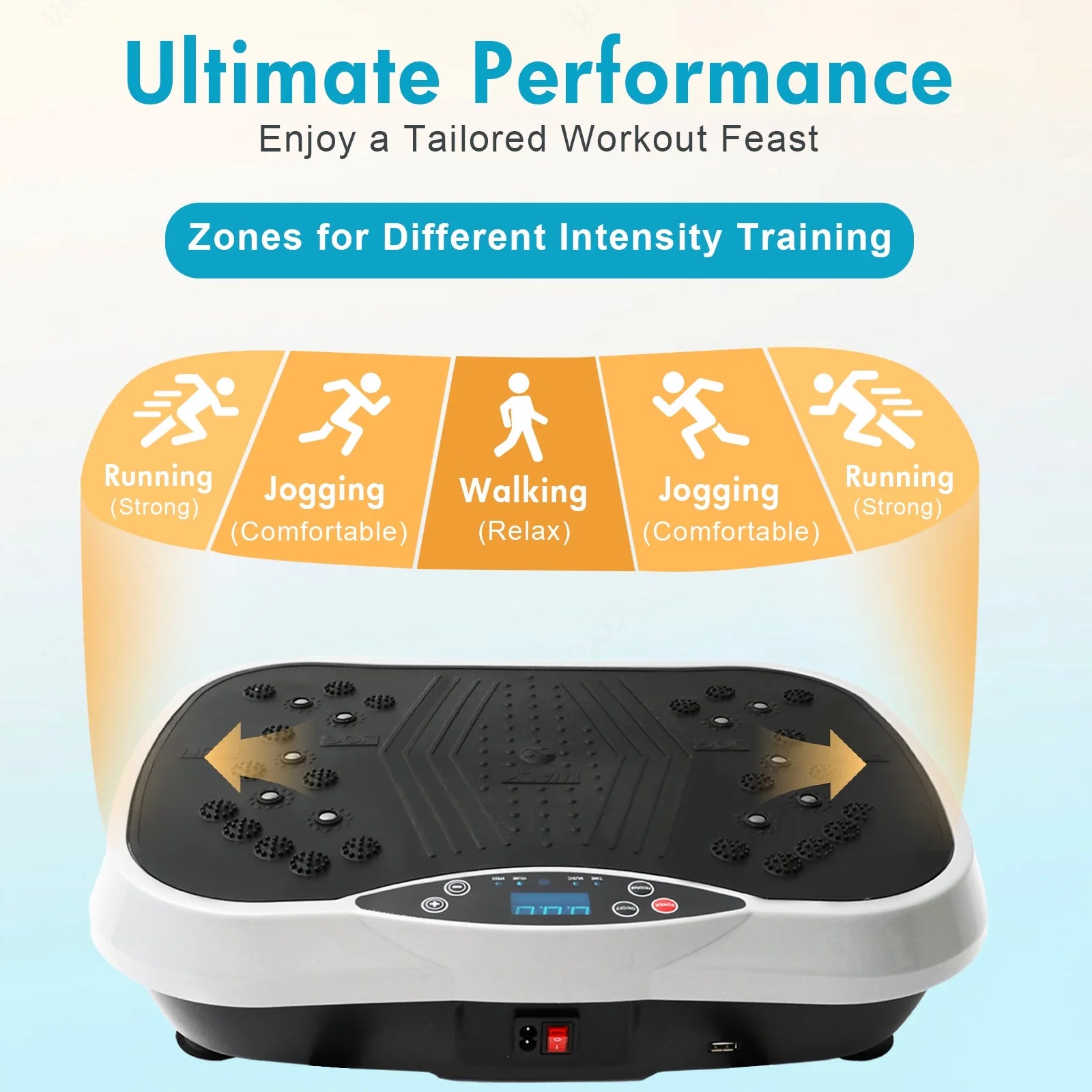 Vibration Plate Exercise Machine, Full Body Workout Machine for Weight Loss, Vibrating Board 300LBS Capacity, Vibration Platform with Resistance Bands, Remote Control, Silver-White