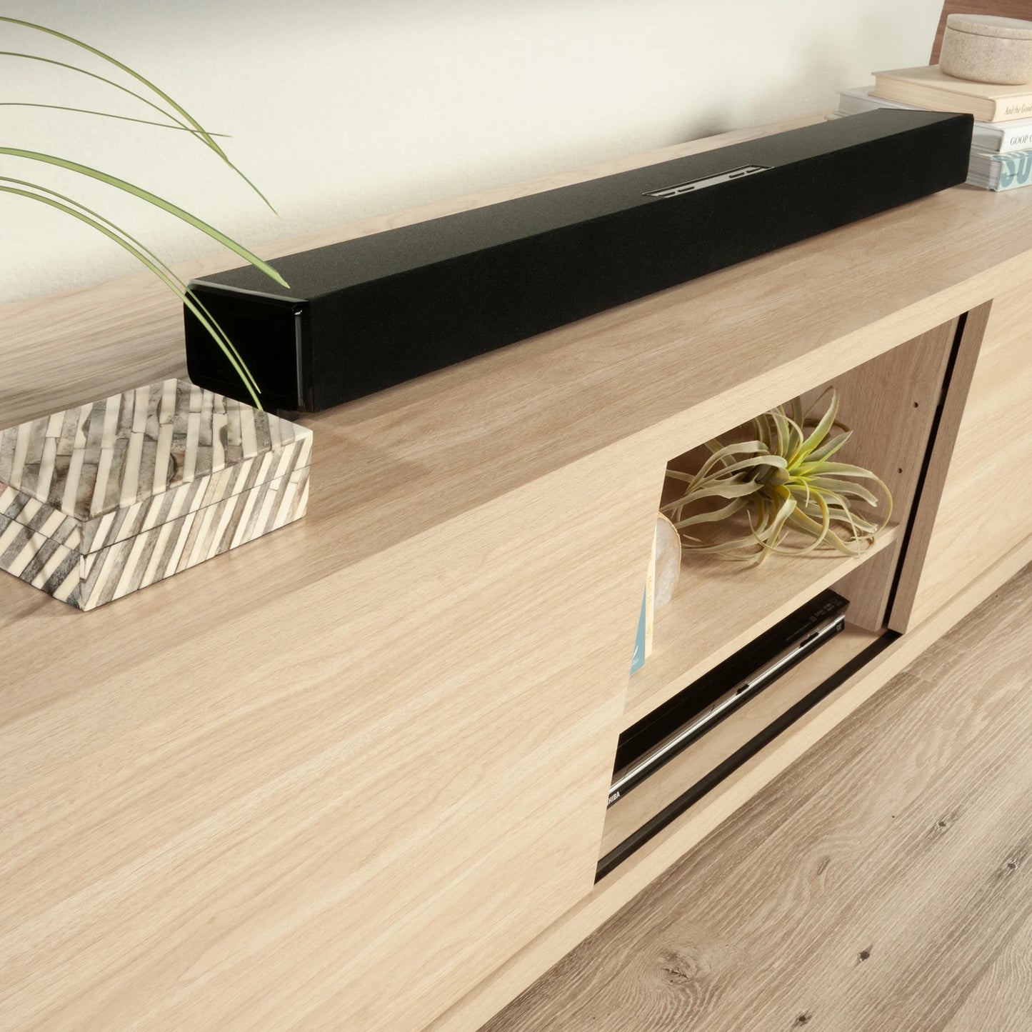 Westley Sliding Door TV Stand for Tvs up to 75”, Spring Pine Finish