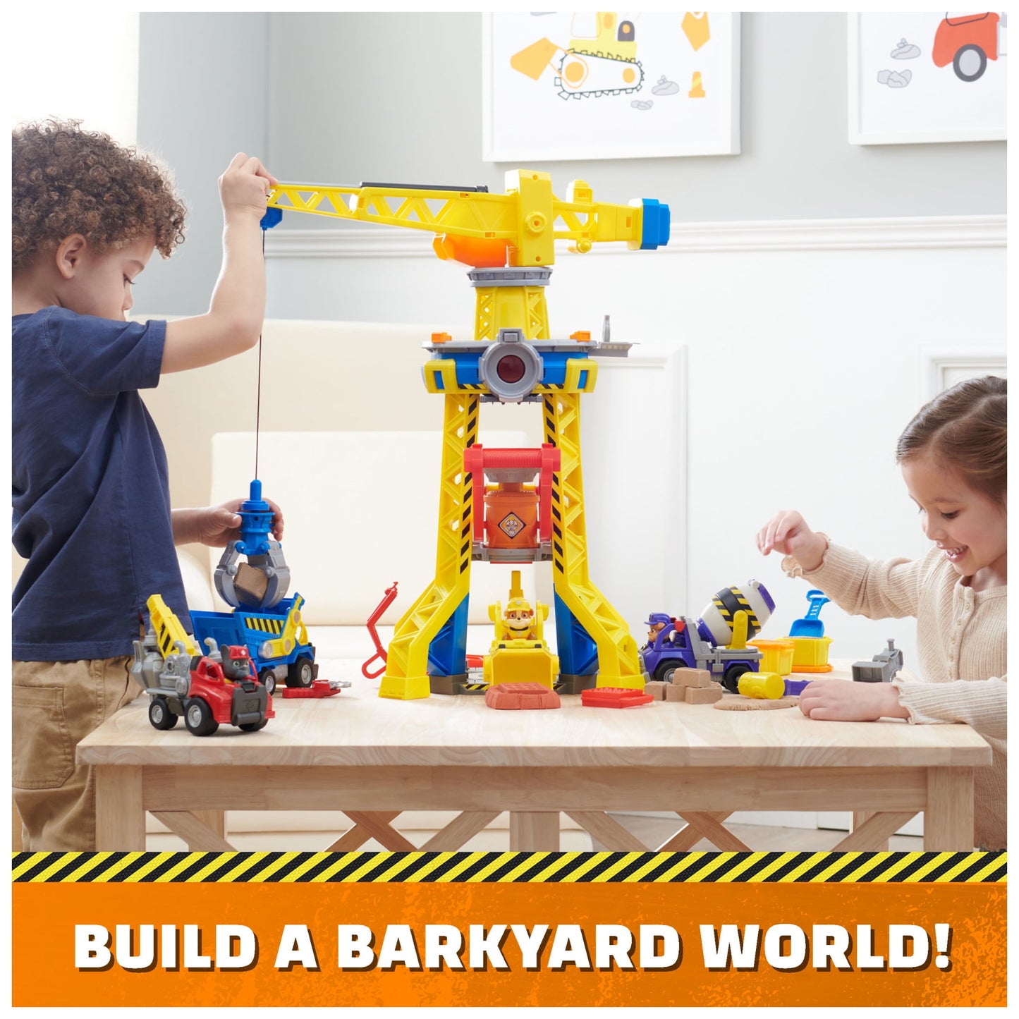 PAW Patrol,  Bark Yard Crane Tower Playset with Action Figure and Vehicle, for Kids Age 3 and Up