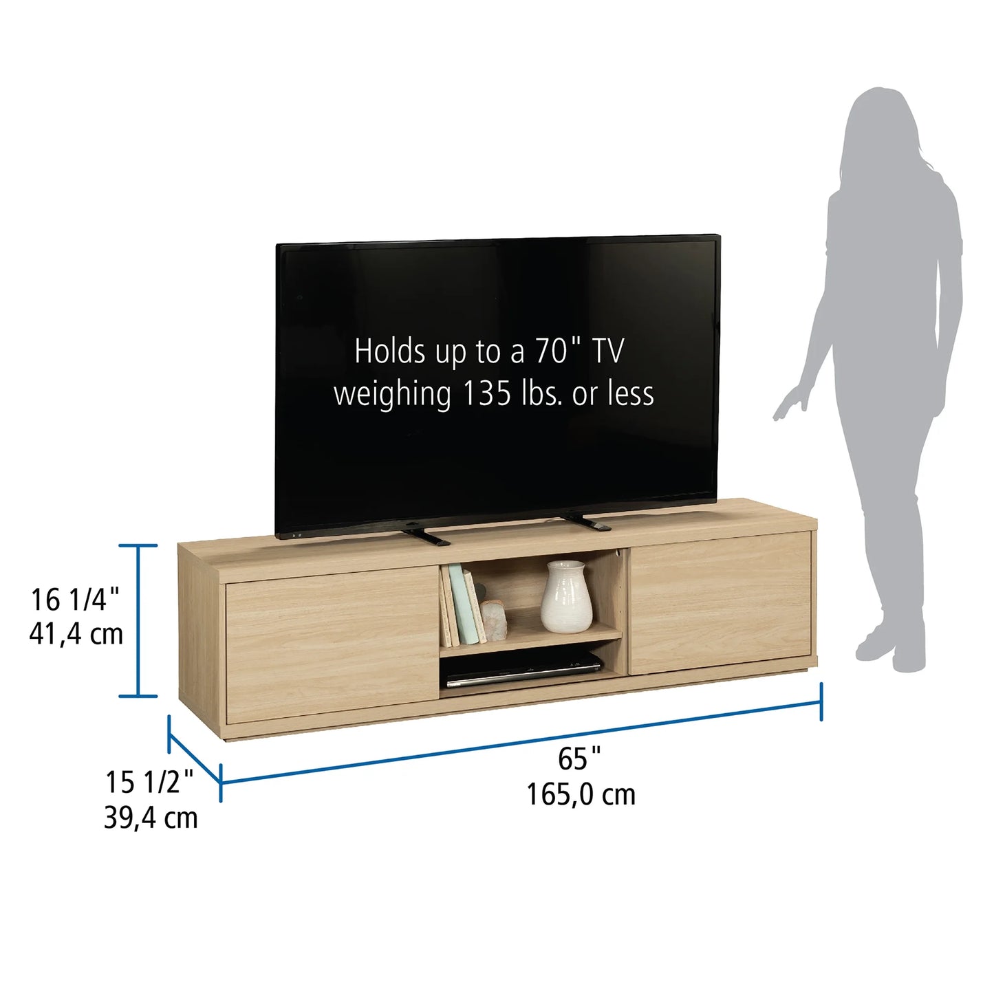 Westley Sliding Door TV Stand for Tvs up to 75”, Spring Pine Finish