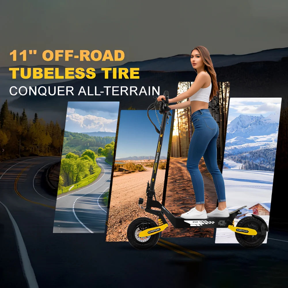 Folding Electric Scooter for Adults, 1200W Motor Fast E-Scooter, up to 30MPH Top Speed & 25Miles Long Range, 48V 13AH,11" Off-Road Tires Escooter, 330Lbs MAX Load