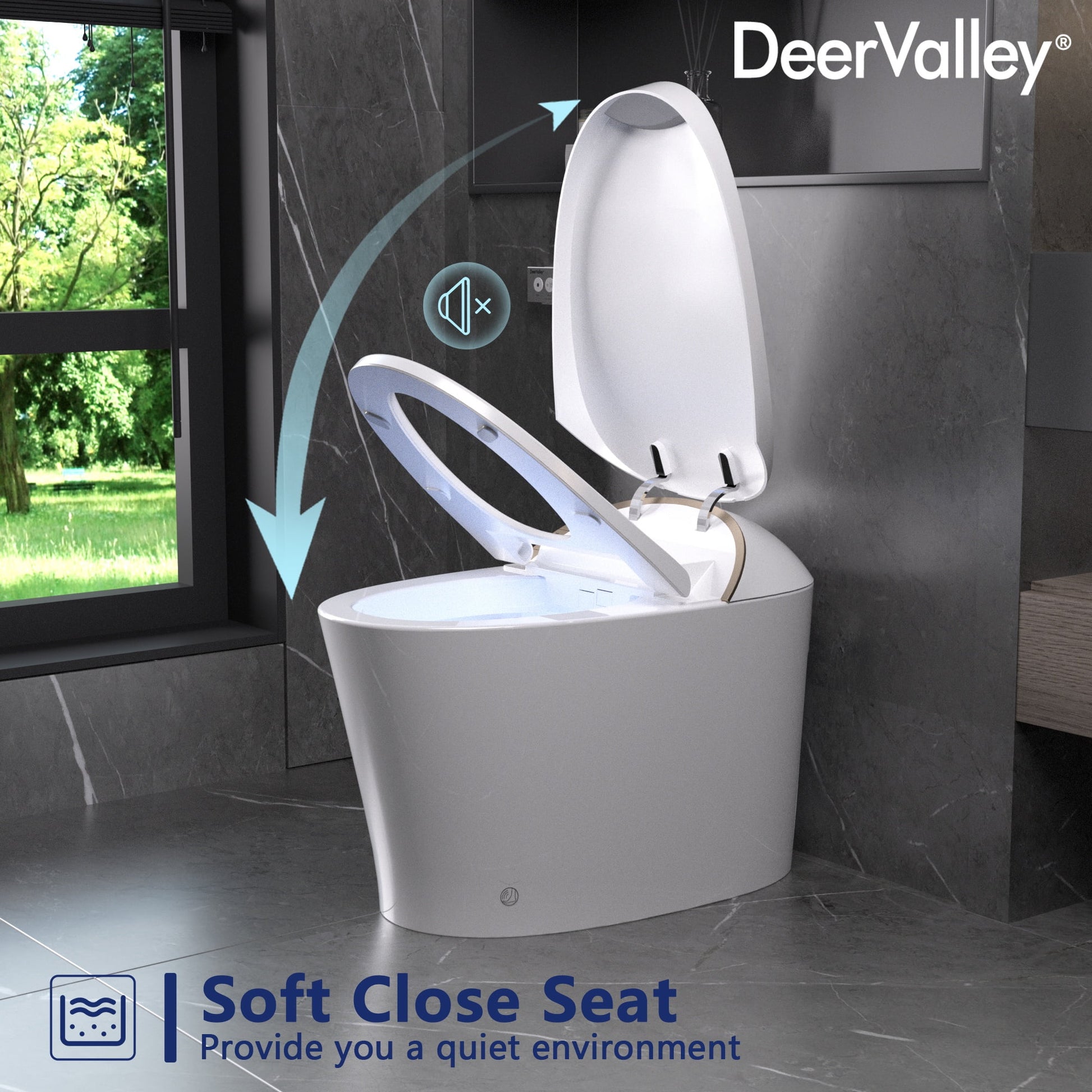Tankless Elongated Smart Toilet Bidet 1.1/1.45 GPF in White with Auto Close/Flush, UV Sterilization, Warm Water, Dryer