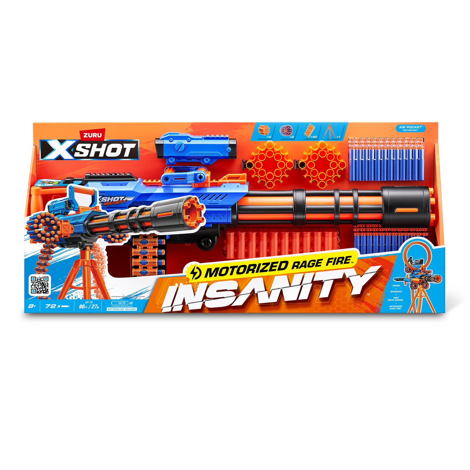 Insanity Motorized Rage Fire (72 Darts), Air Pocket Technology, Outdoor Blaster by ZURU, Ages 8+