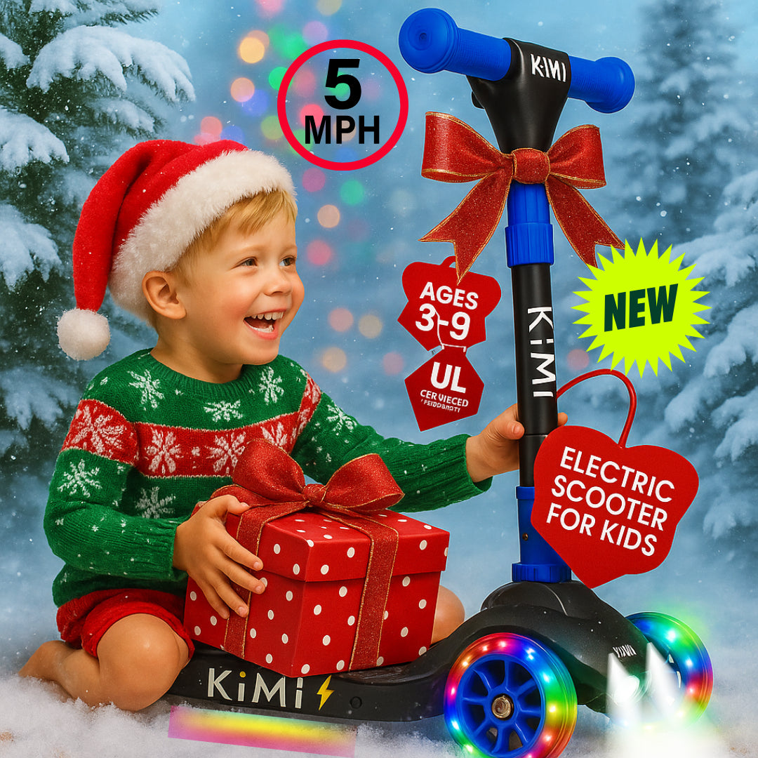 Foldable 3-Wheel Electric Scooter for Kids, Adjustable, Age 2-9, 5Mph, Lights, 10 Miles Range, Charger Included