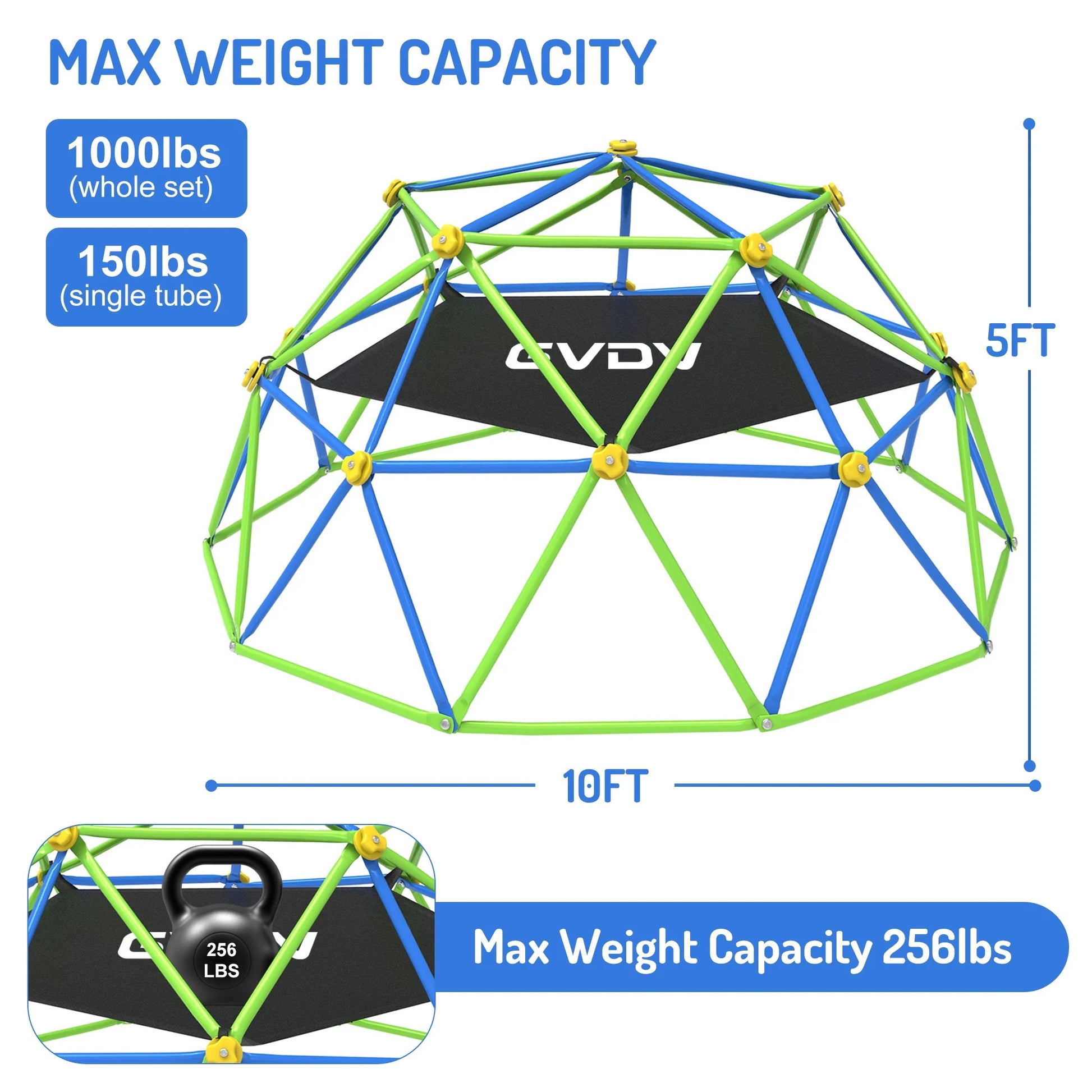 10 FT Dome Climber Jungle Gym for Kids - Outdoor Rust-Resistant Play Equipment, Easy Assembly, Supports 1000 Lbs