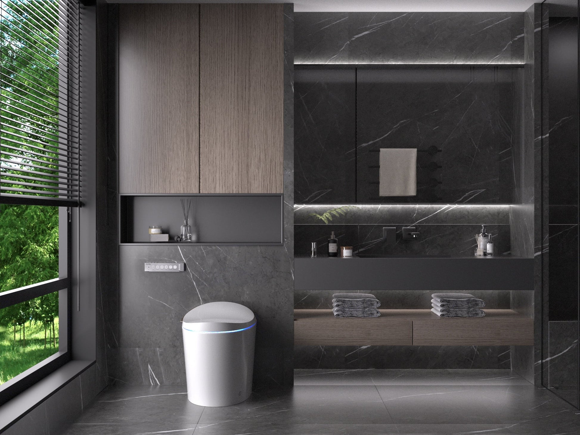 Tankless Elongated Smart Toilet Bidet 1.1/1.45 GPF in White with Auto Close/Flush, UV Sterilization, Warm Water, Dryer