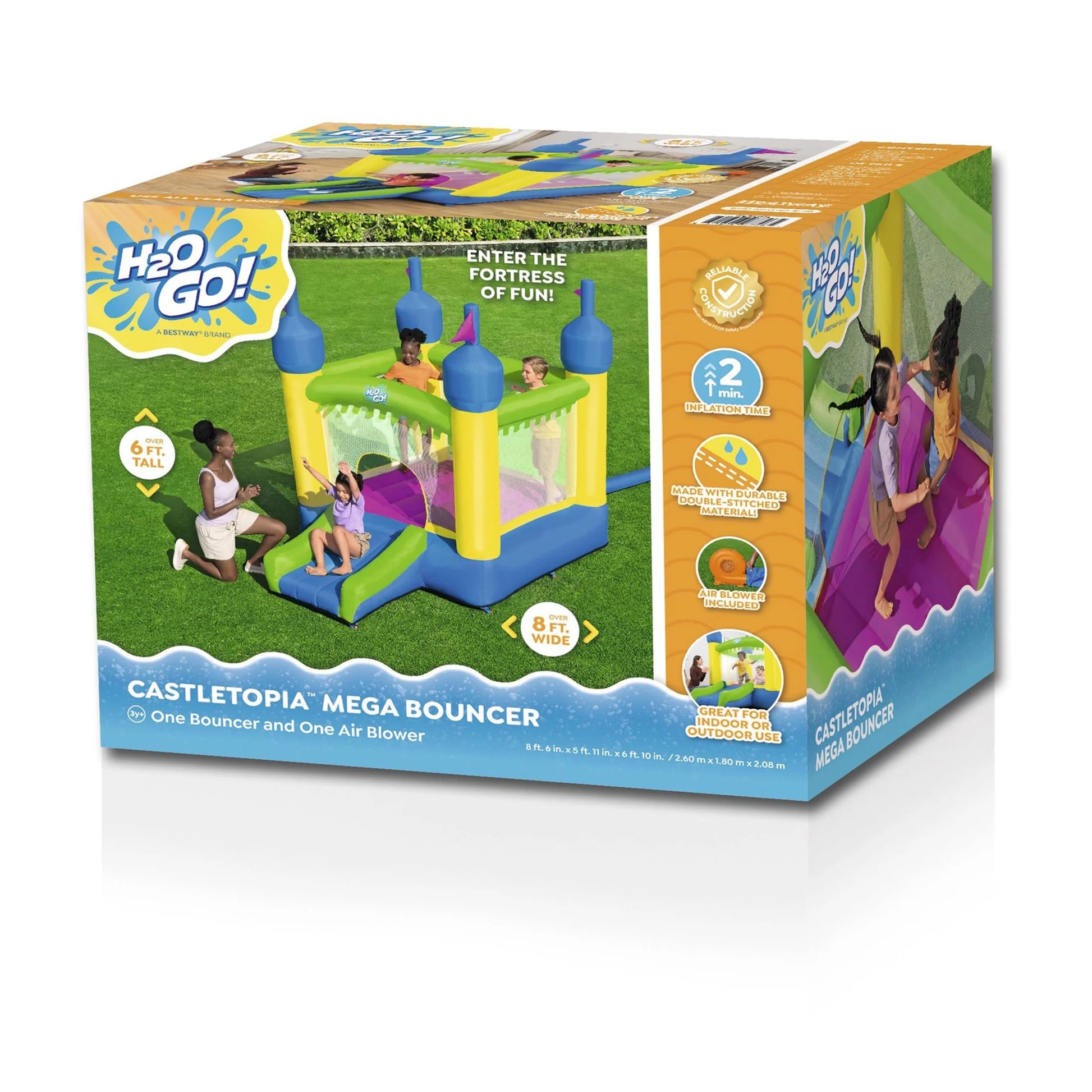 Castletopia Bounce House with Extra-Wide Slide and Blower, Indoor/Outdoor, Ages 3+