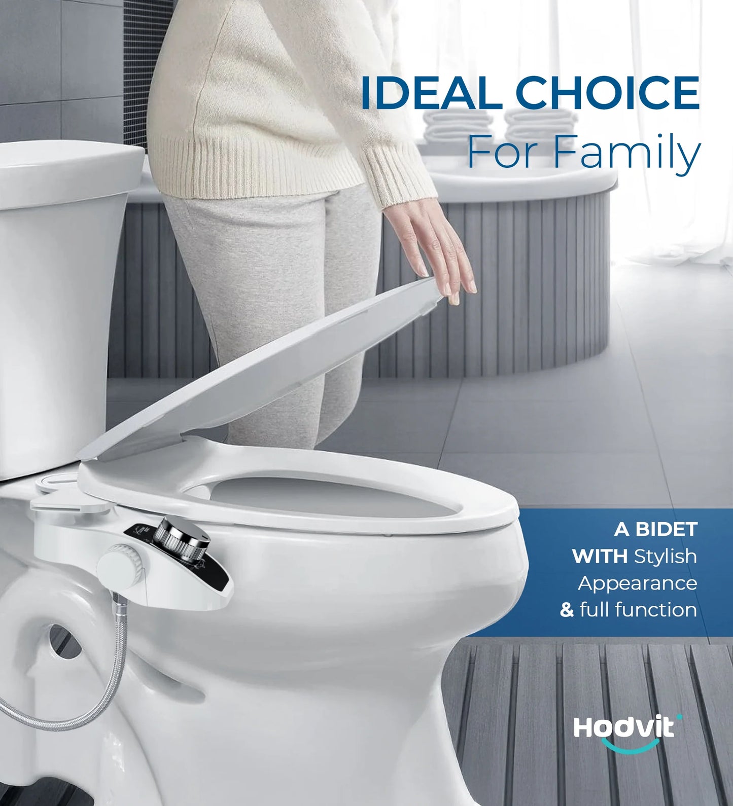 Dual Nozzle Non-Electric Bidet Toilet Attachment with Filtration and Self-Cleaning, Adjustable Pressure Control