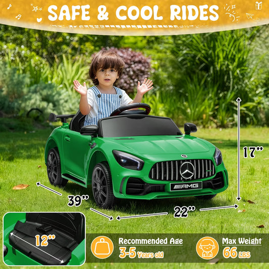 12V Licensed Mercedes-Benz Electric Ride on Cars Toys for Kids, Power Wheels with Parent Remote Control, Green