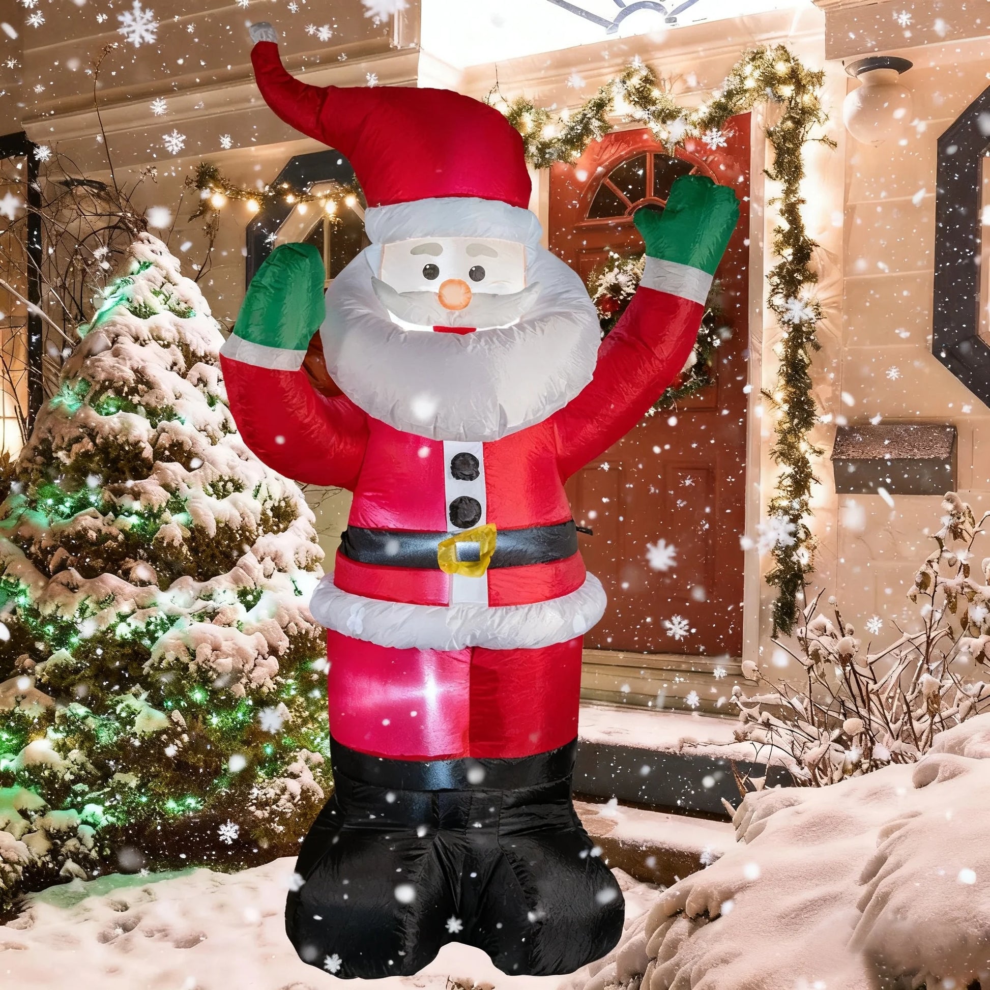 6Ft Christmas Inflatable Santa Claus with Gift Bag, Built in LED Lights, Outdoor Christmas Decor for Yard Lawn Garden, Indoor Xmas Decorations, Holiday Party Blow up Decor