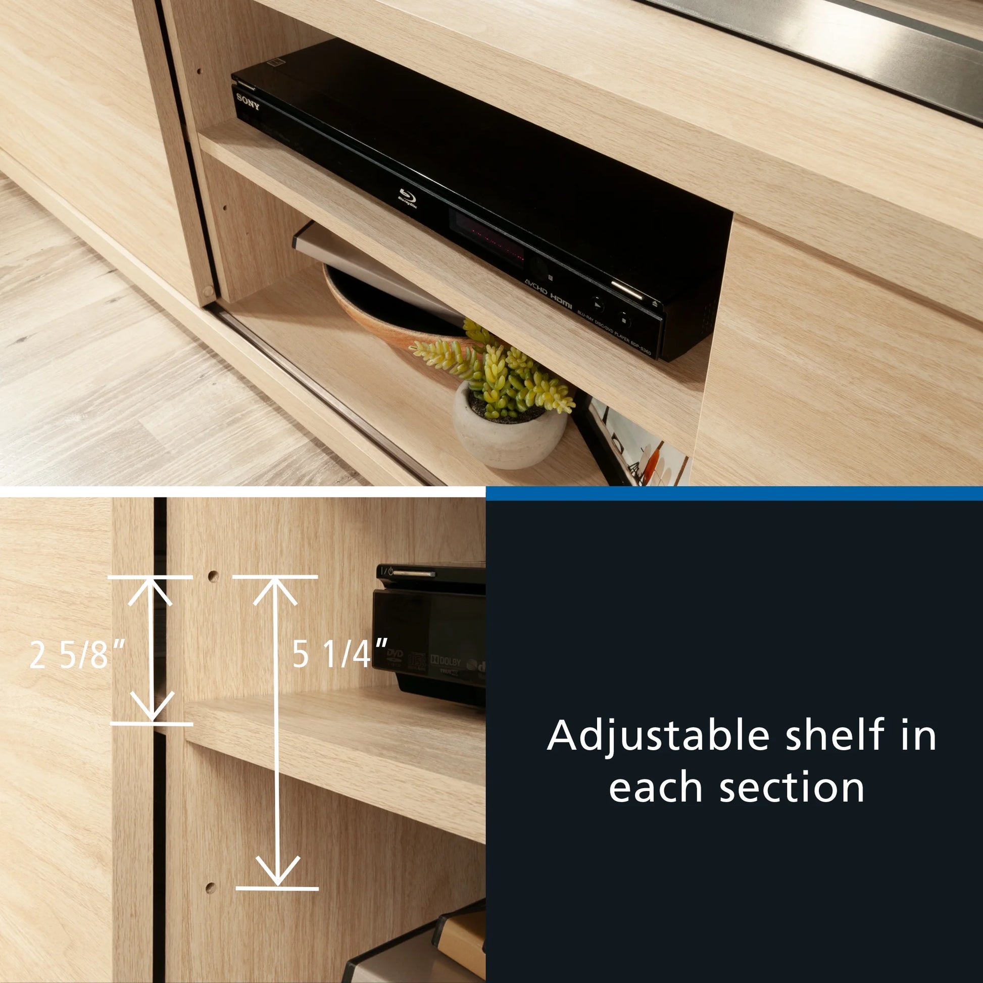 Westley Sliding Door TV Stand for Tvs up to 75”, Spring Pine Finish