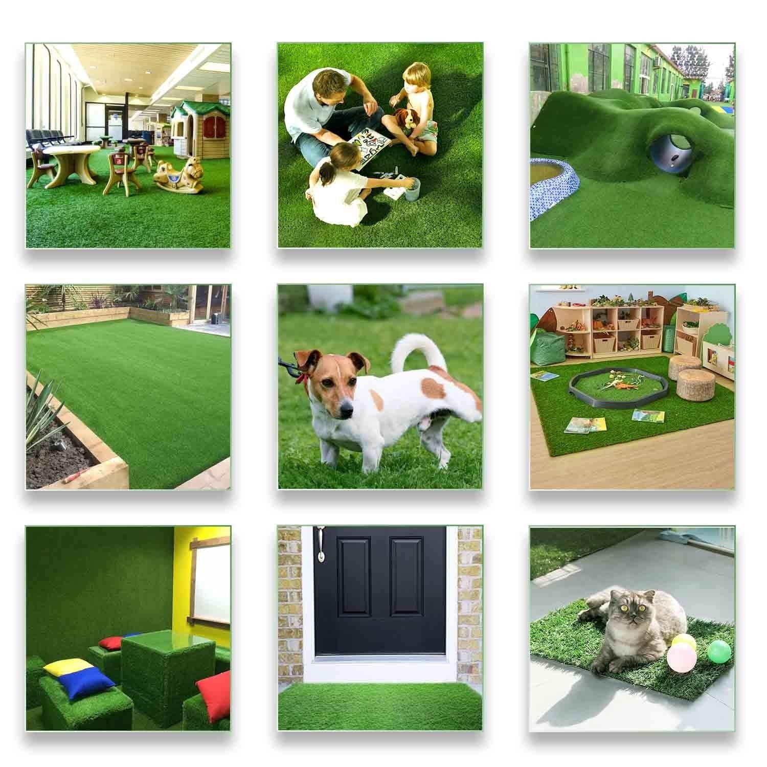 Premium Artificial Grass Turf 7' X 13' Green Realistic Fake Grass for Indoor Outdoor Landscape Customized Sizes Available